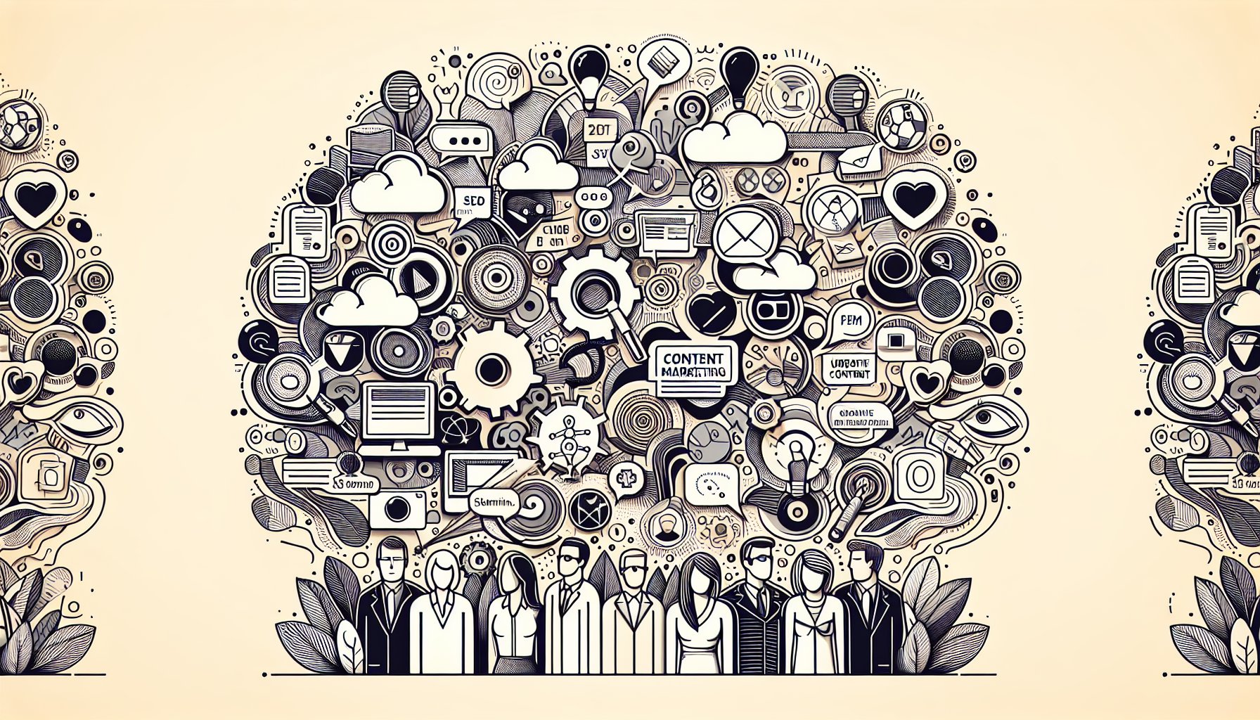 Infographic illustrating strategic SEO techniques to enhance content marketing and boost audience engagement through creative content.