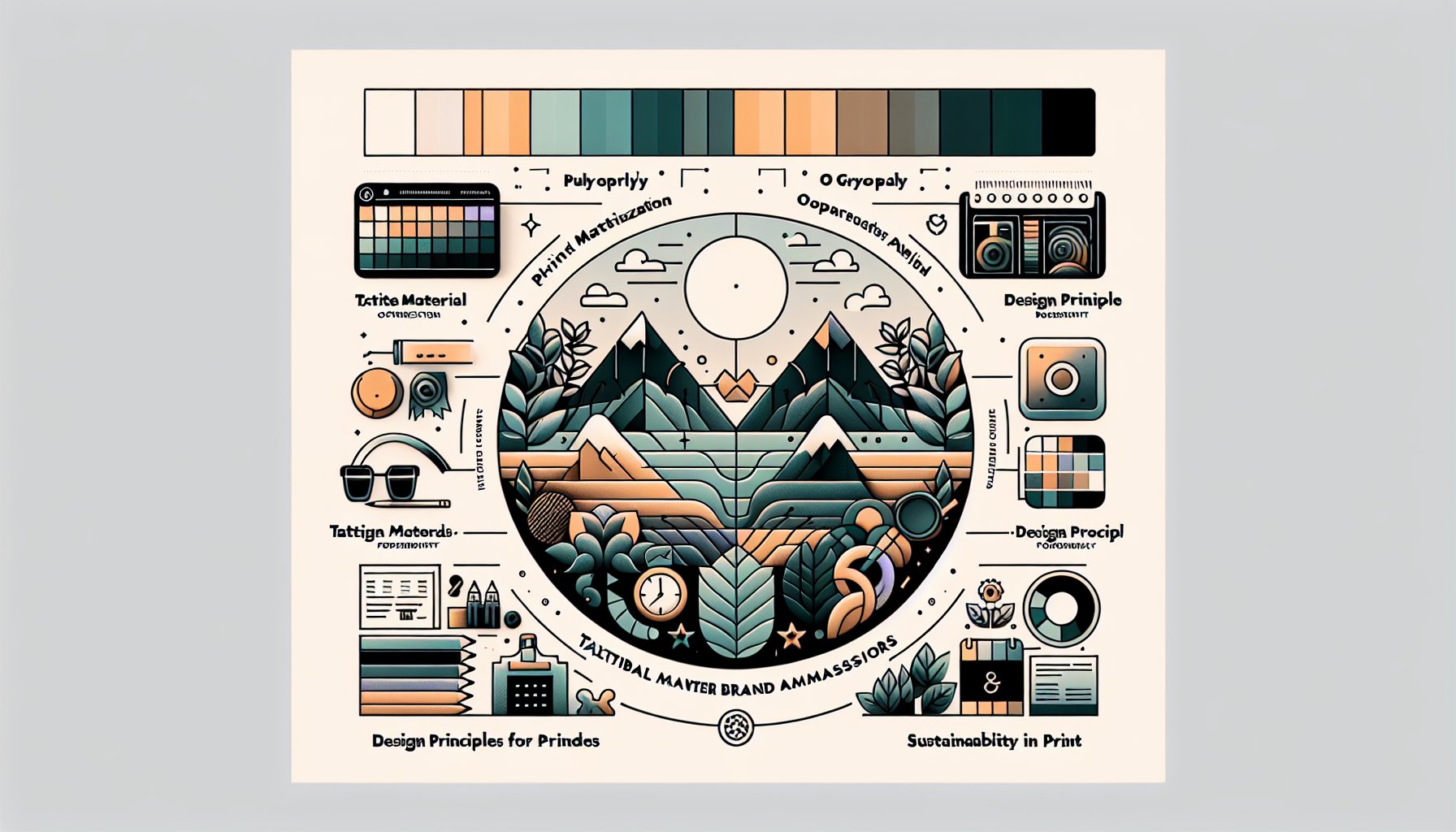 Guide on optimizing print materials with design principles, sustainability, and alignment to marketing objectives.
