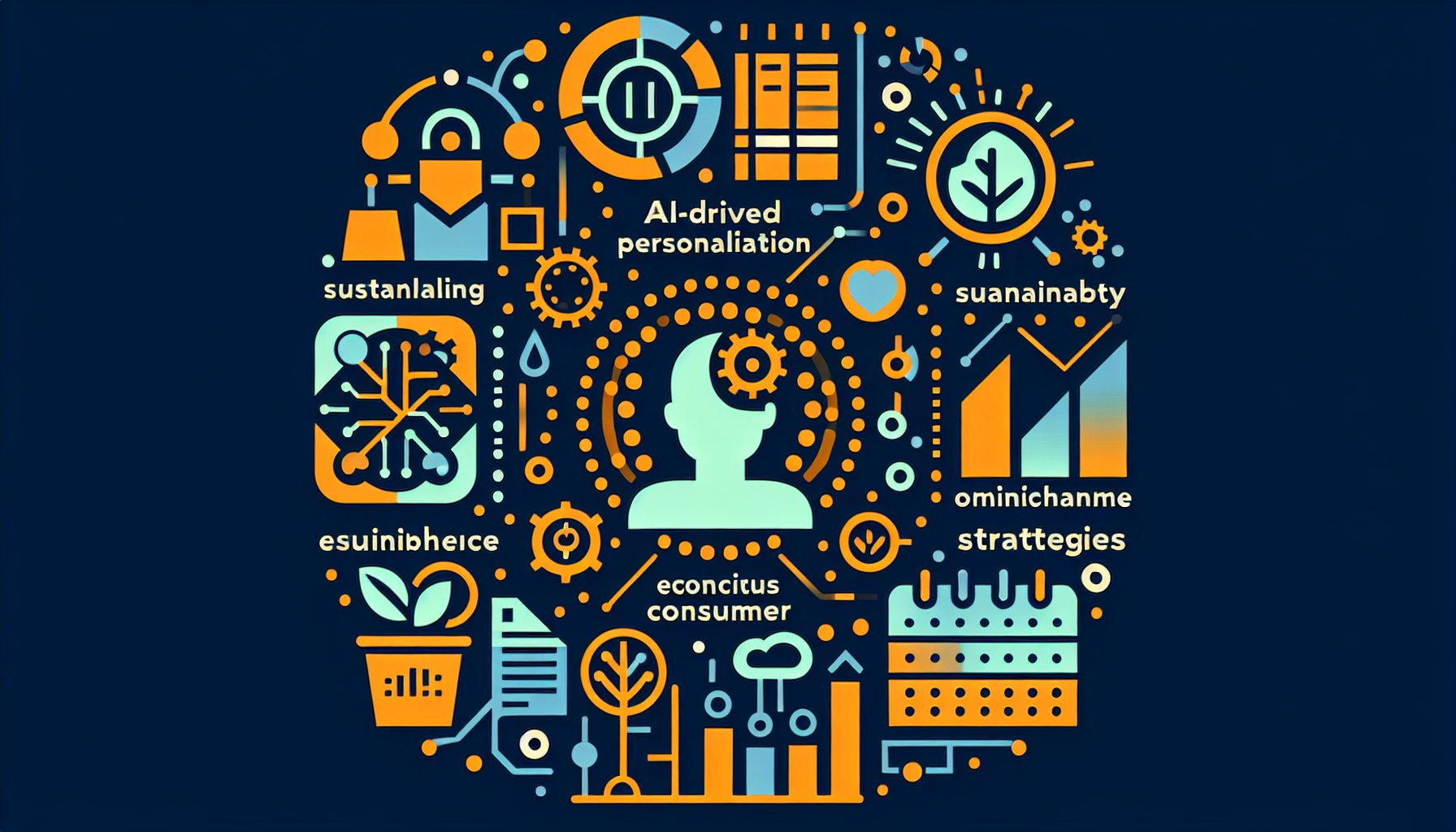 Future marketing trends: AI-driven personalization, sustainable practices, omnichannel strategies, and eco-conscious consumer focus.