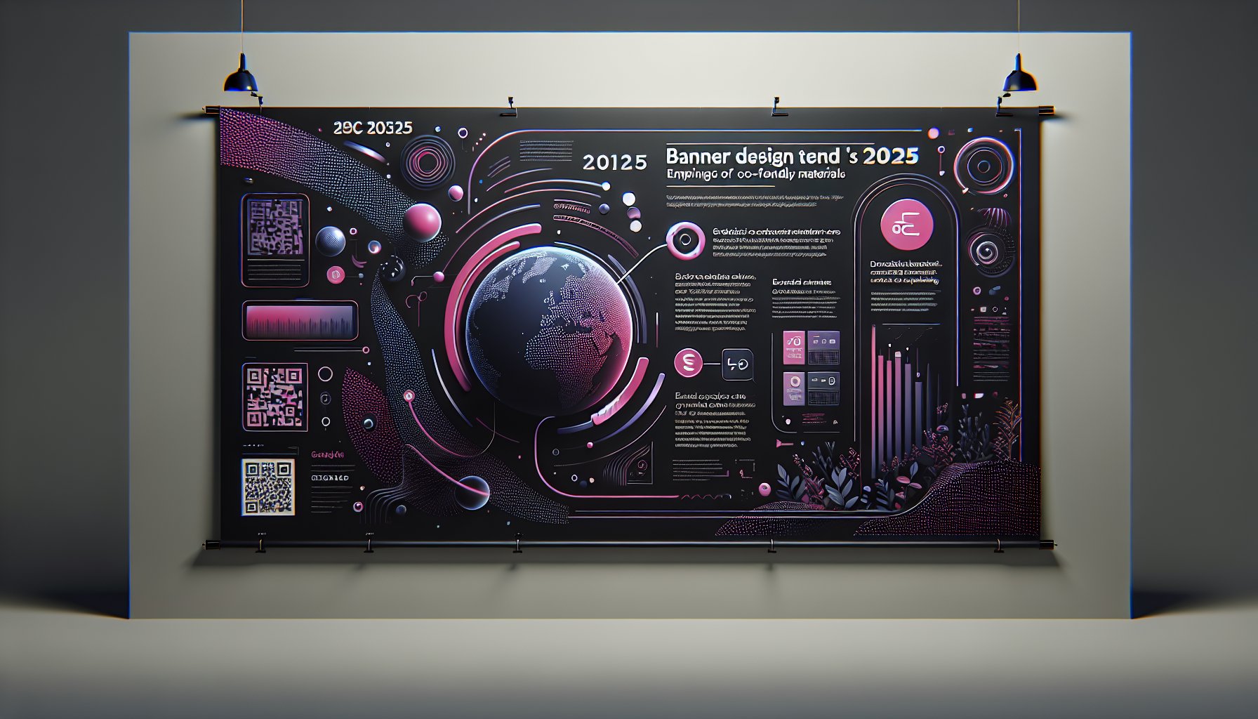 Eye-catching banner design tips for 2025: interactive elements, eco-friendly materials, QR codes, and strategic dimensions.