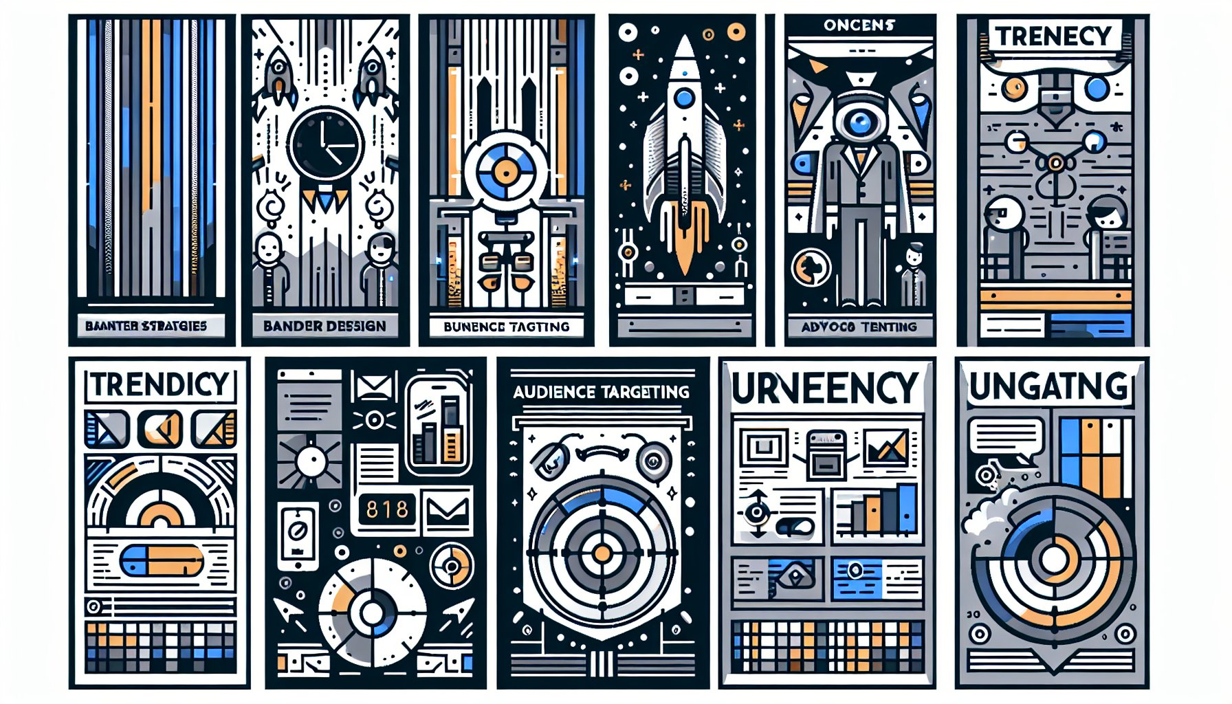 Effective banner design strategies using audience targeting, A/B testing, urgency, and visual hierarchy for higher conversions.