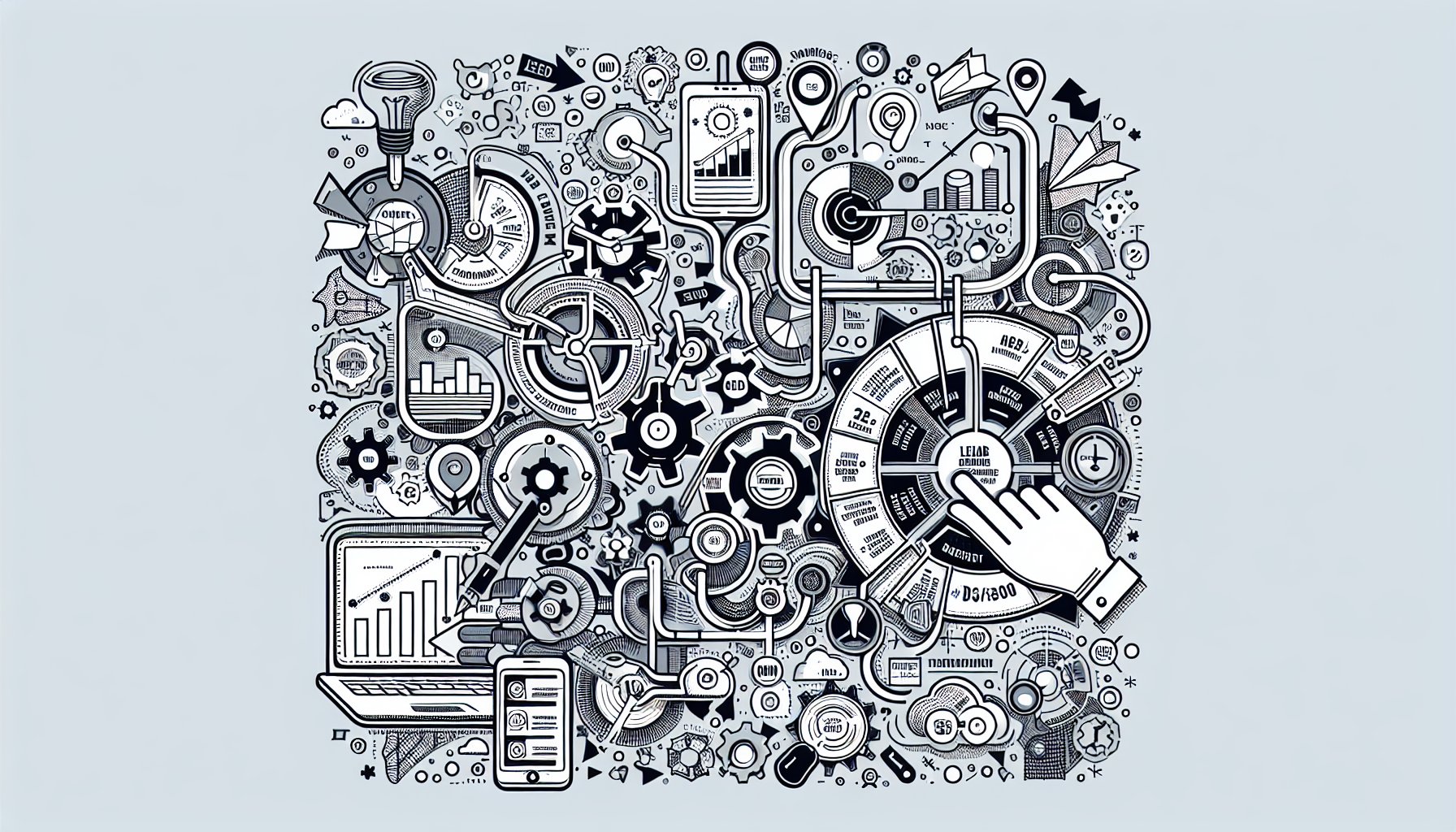 Key Performance Indicators for online lead generation: lead conversion rates, B2B marketing strategies, and funnel efficiency.