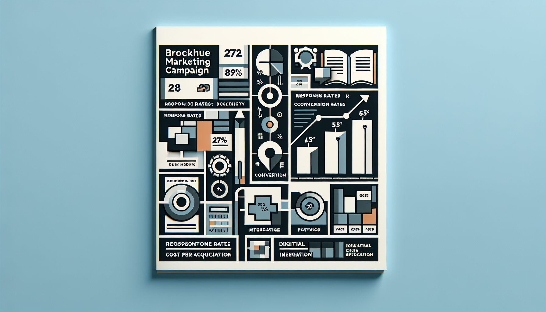 Graph illustrating response rates, conversion rates, and cost per acquisition for a successful brochure marketing campaign with digital integration.