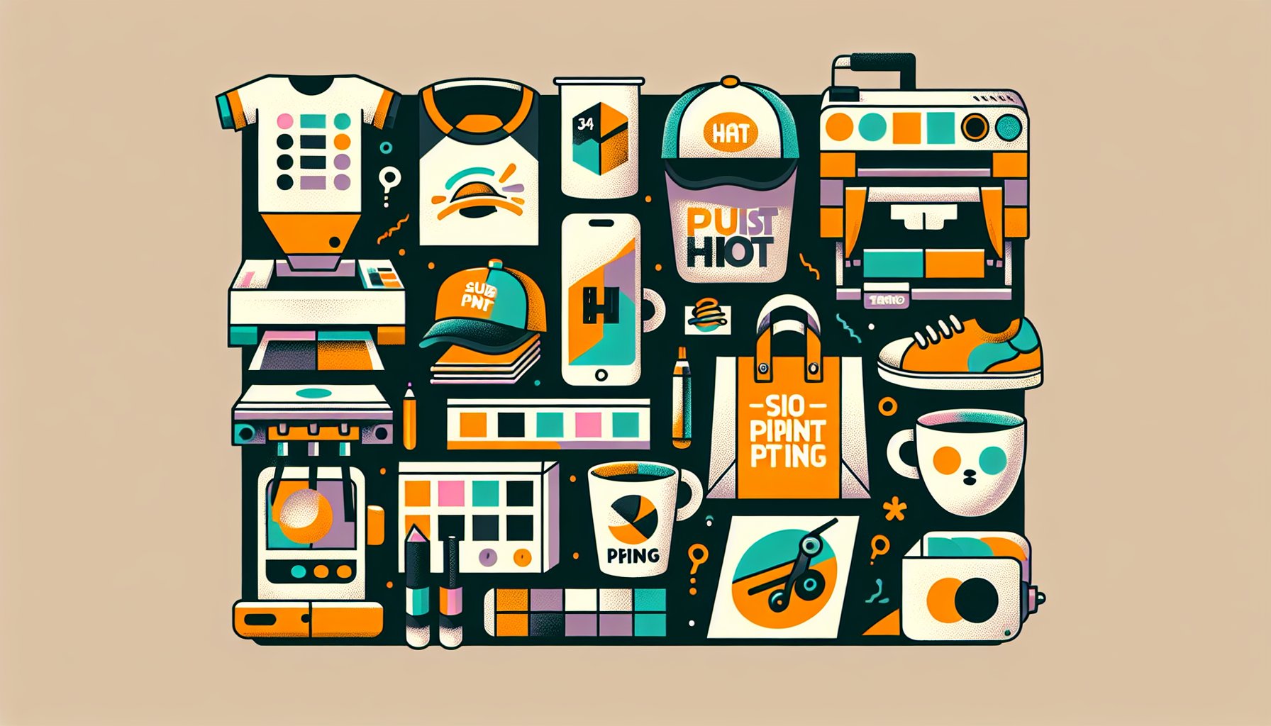 Comparison of printing techniques for custom promotional items: screen printing, digital printing, and sublimation printing.