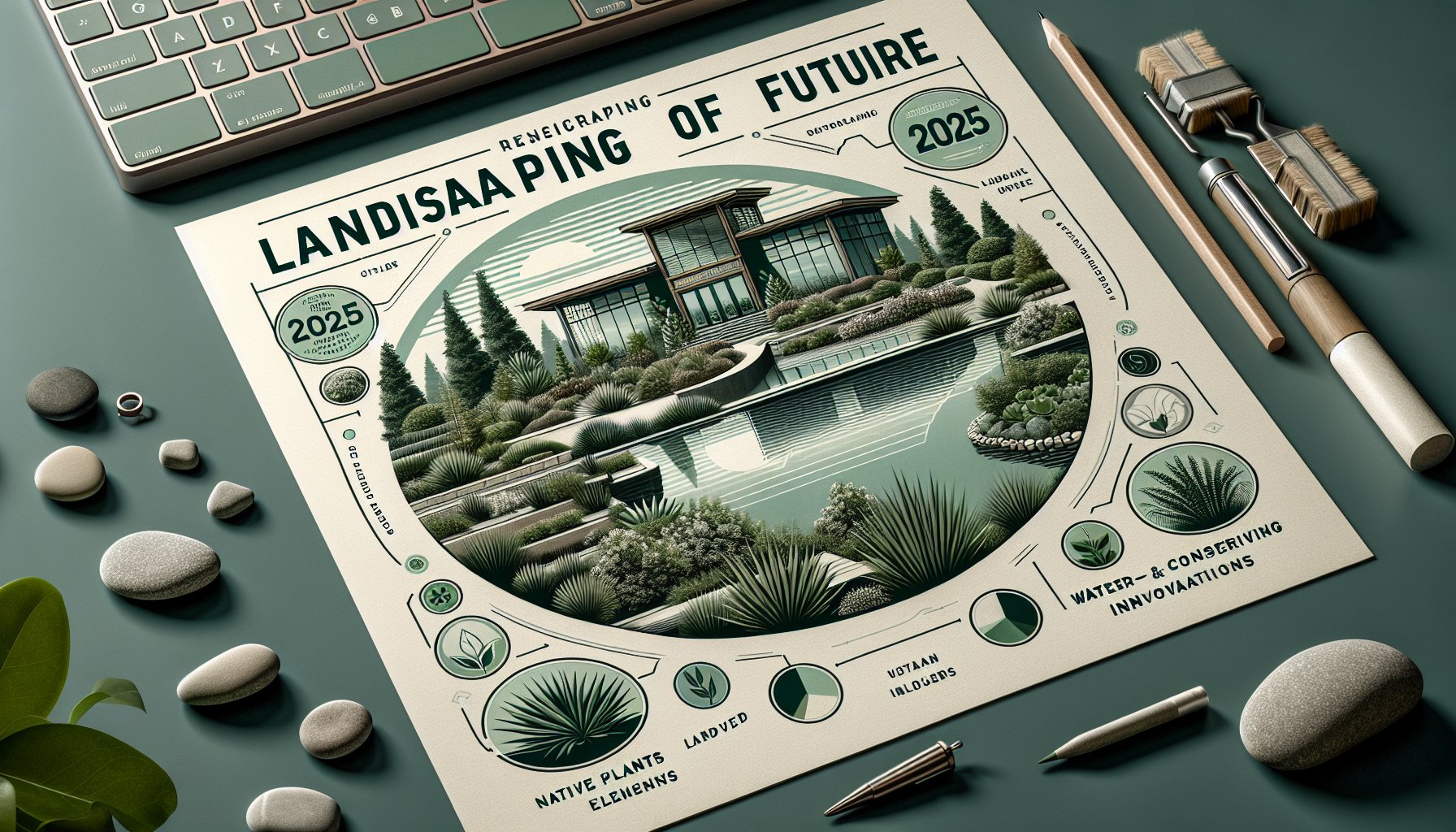 Seven landscaping trends for 2025 featuring native plants, hardscaping, sustainable design, and water-conserving innovations.