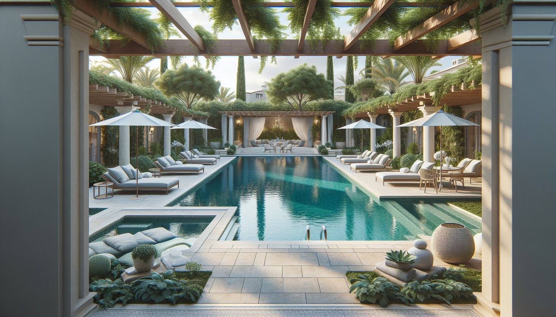 Custom pool design showcasing a Mediterranean-inspired backyard oasis with personalized landscaping for a stunning outdoor living space.