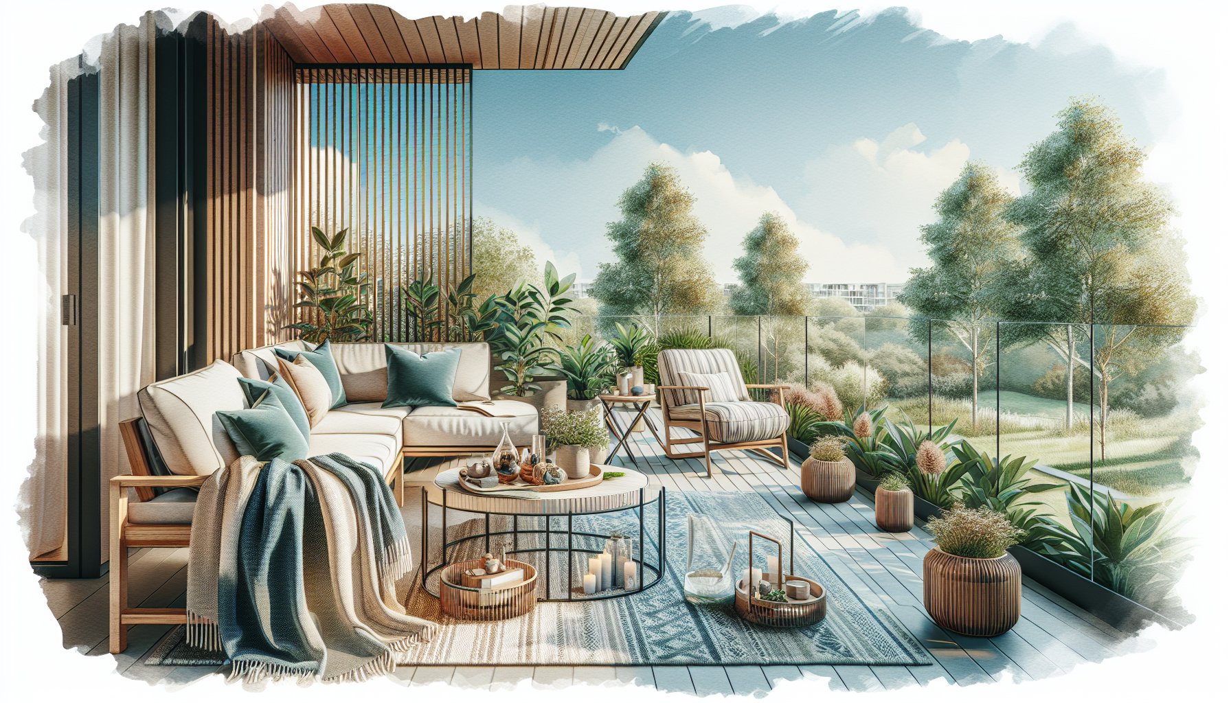 Inviting outdoor living space with balcony design for a year-round retreat, promoting wellness benefits by Carson Outdoor Living.