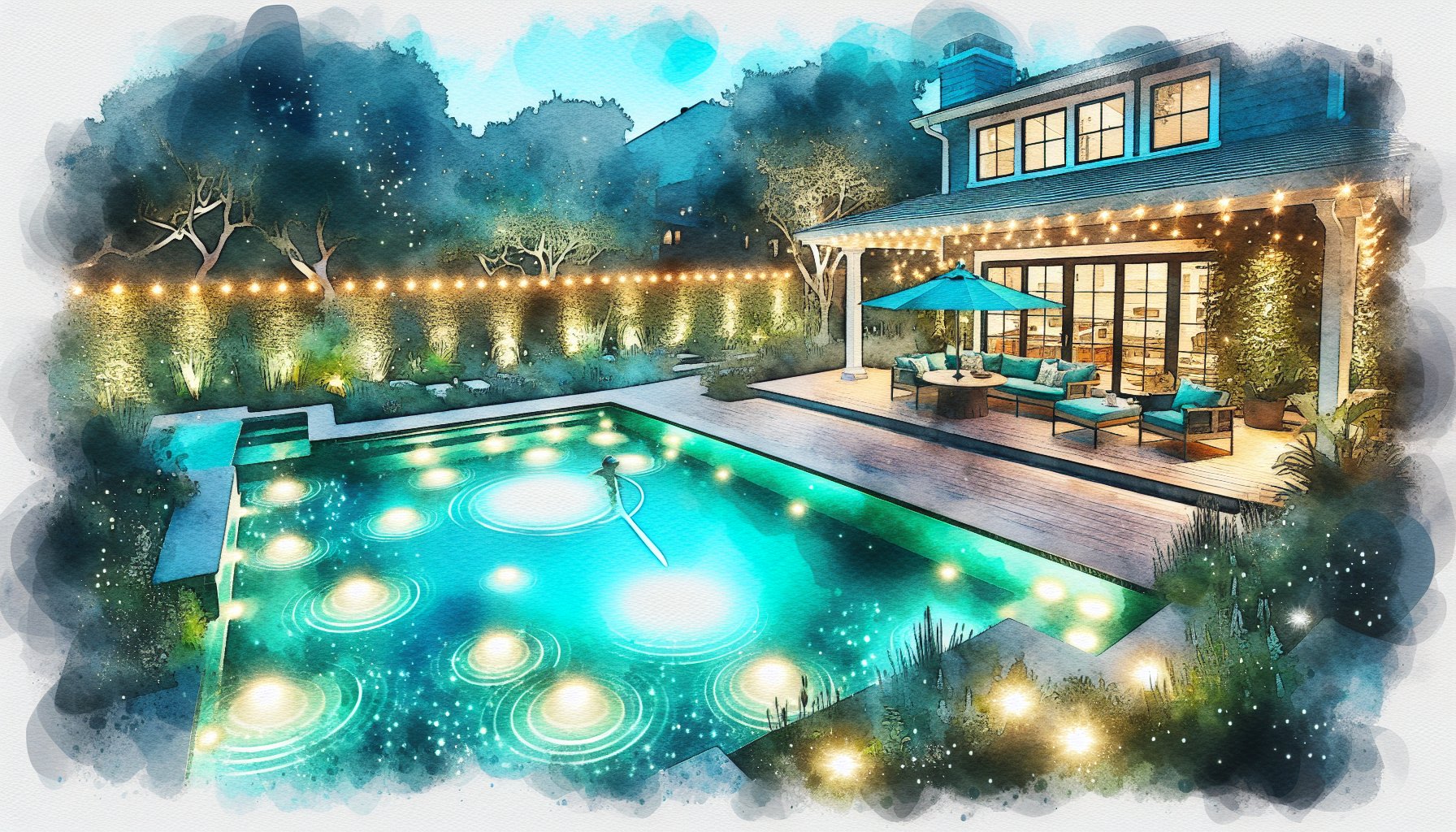 7 creative LED pool lighting ideas featuring underwater lights for an energy-efficient backyard oasis transformation.