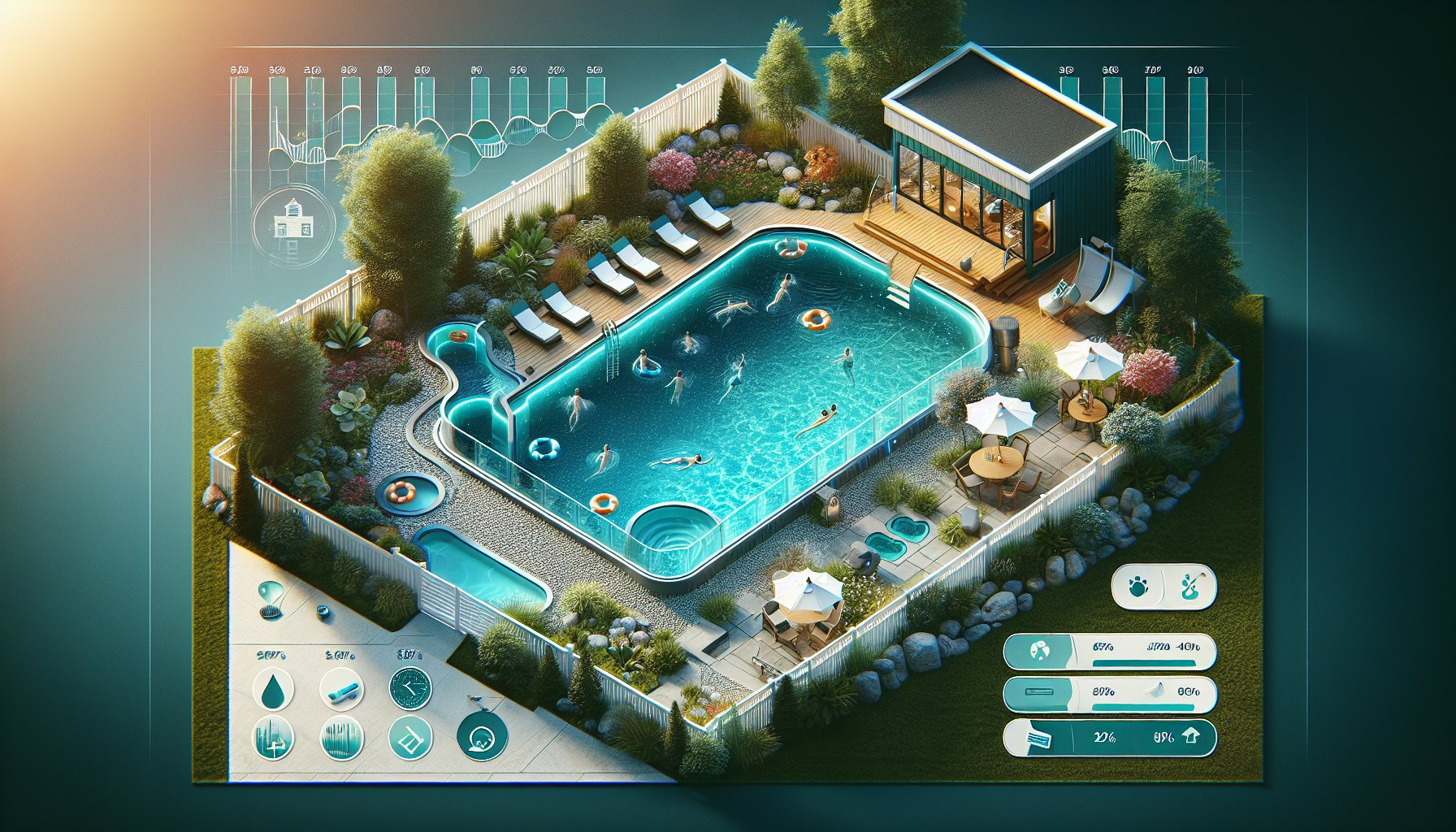 Guide to pool maintenance with eco-friendly practices, innovative tech, seasonal tips, and DIY vs professional care.