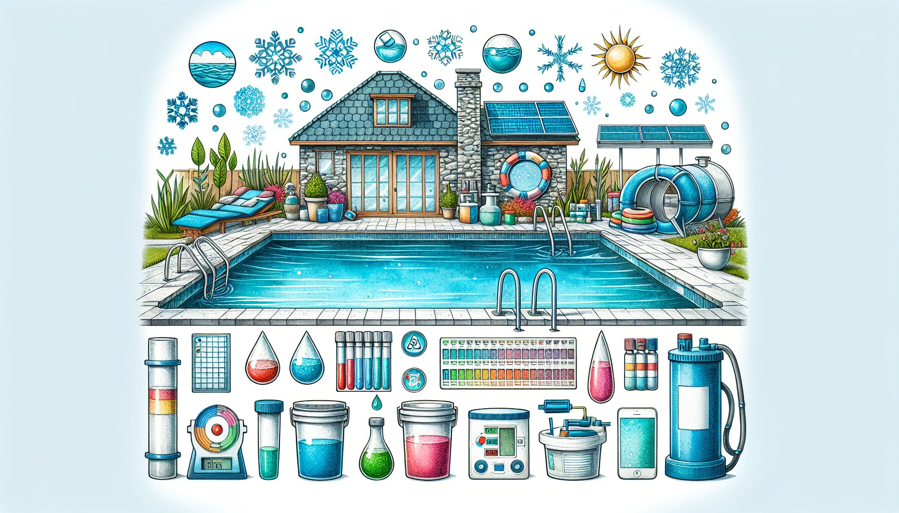 FAQs on algae prevention, pool maintenance, chemical balance, filtration systems, and eco-friendly alternatives for clean pools.