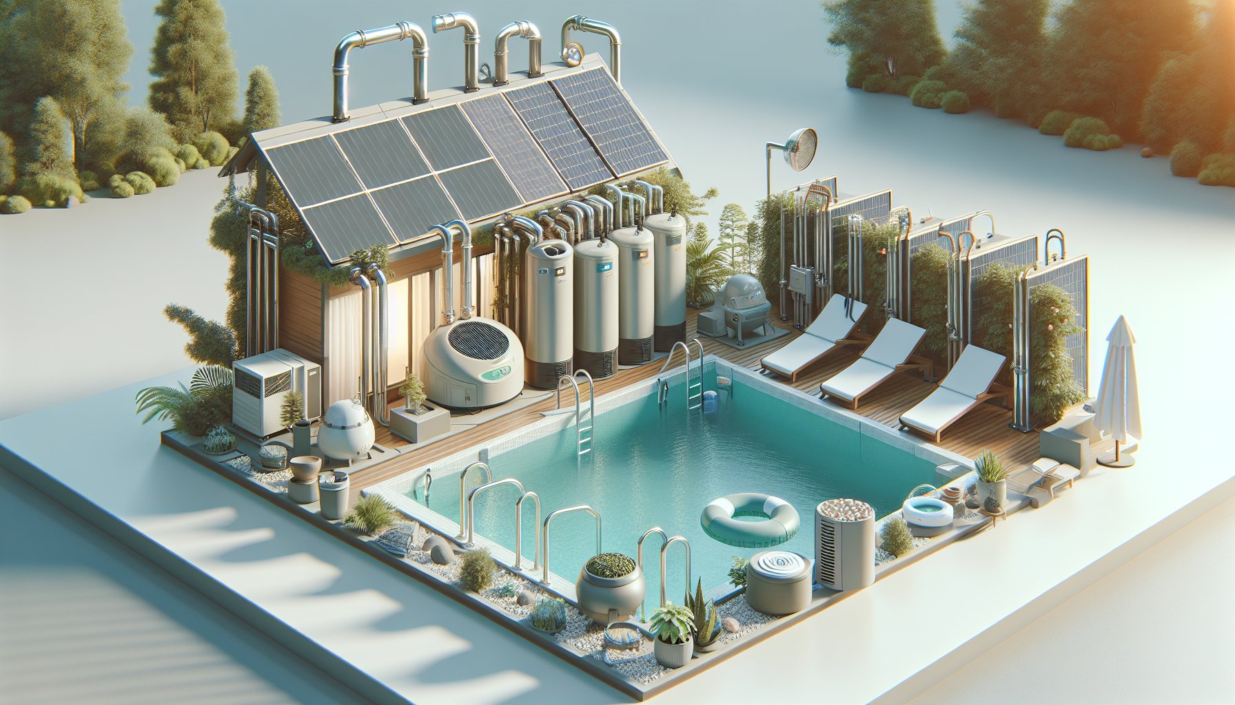 Guide to inground pool heating options, including heat pumps, solar heaters, and gas heaters for energy efficiency.