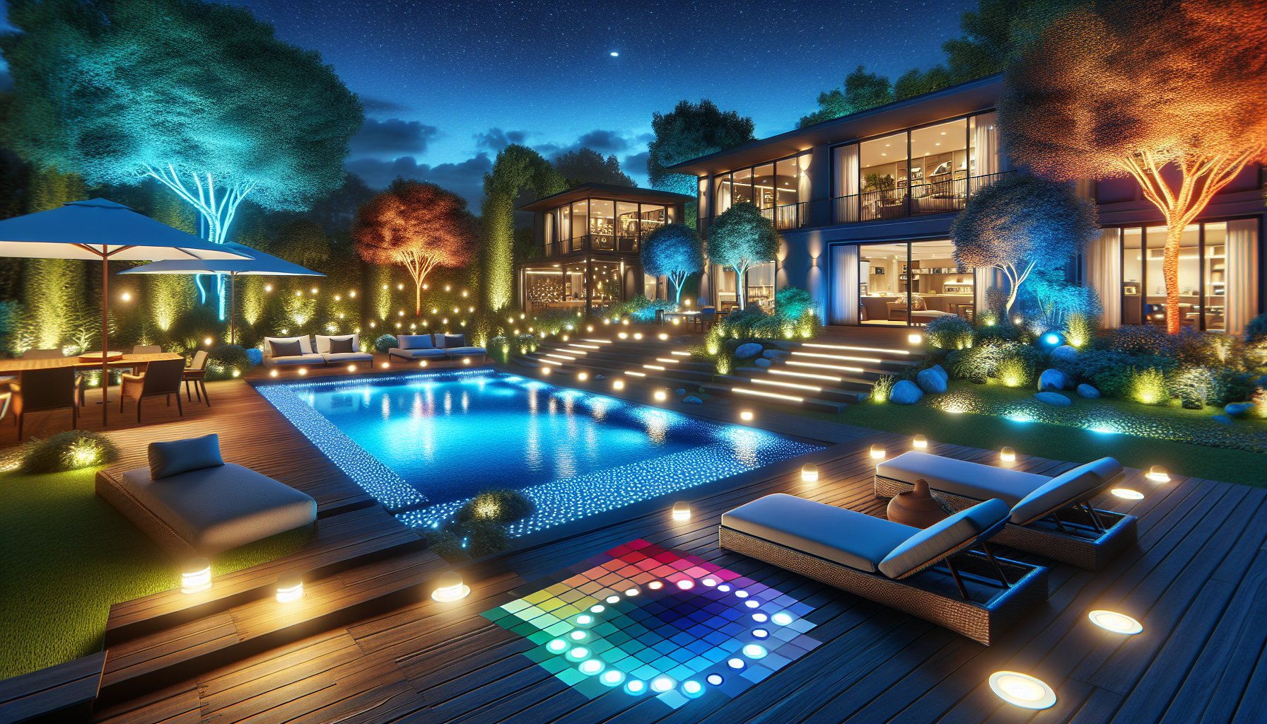 Guide to selecting LED pool lighting for your backyard oasis using smart technology, energy-saving bulbs, and color-changing LEDs.