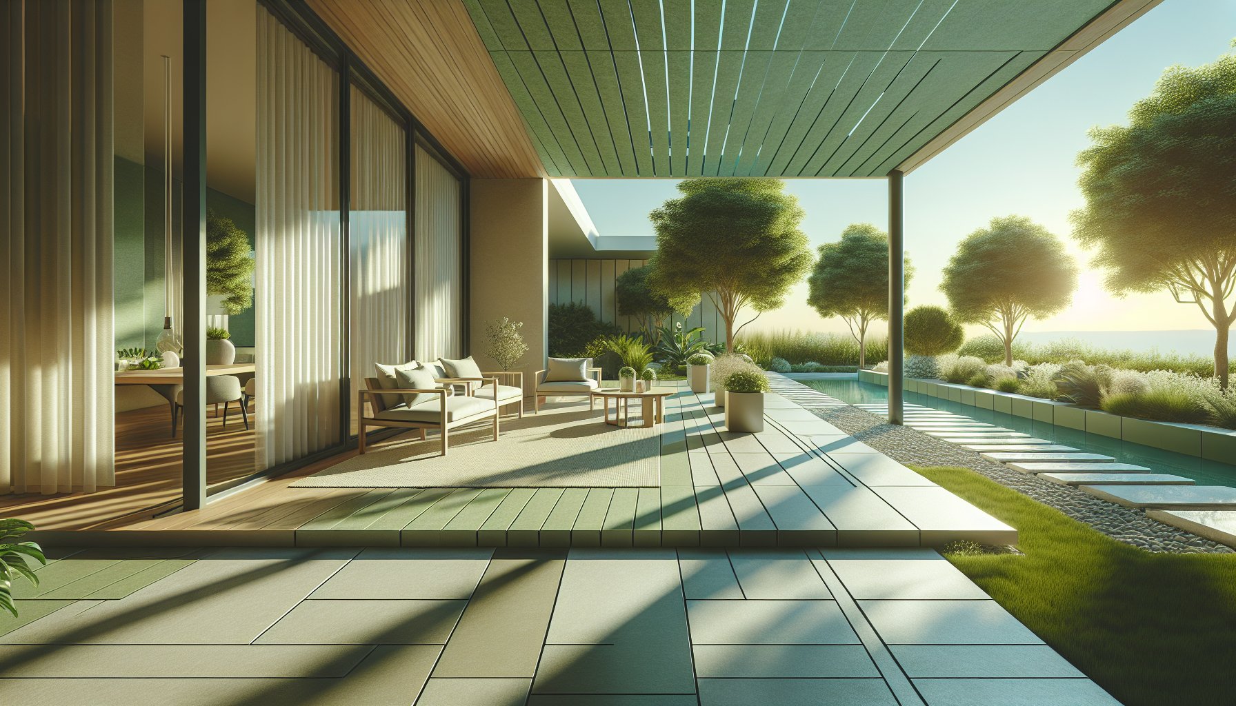 Modern patio design styles in 2025 featuring sustainable materials, eco-friendly surfaces, and tech-infused outdoor living trends.