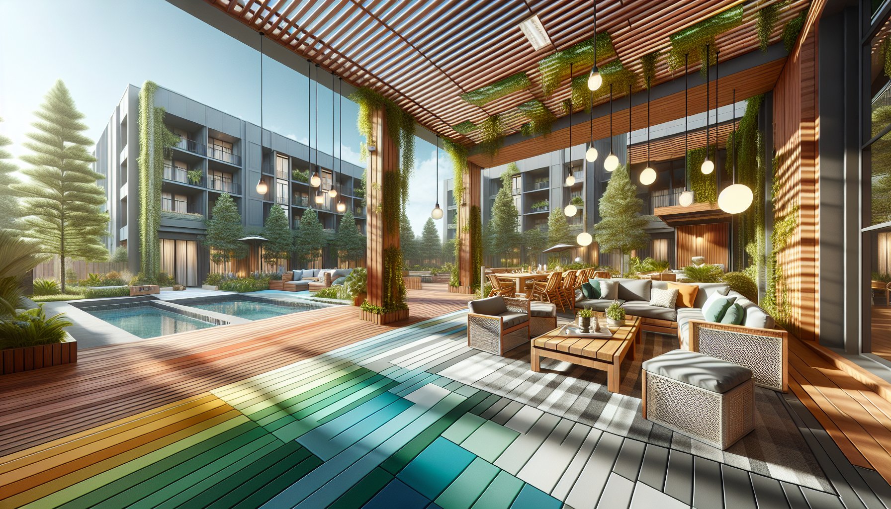 Multi-functional patio design featuring adaptable furniture, sustainable materials, and seasonal elements for outdoor entertaining.