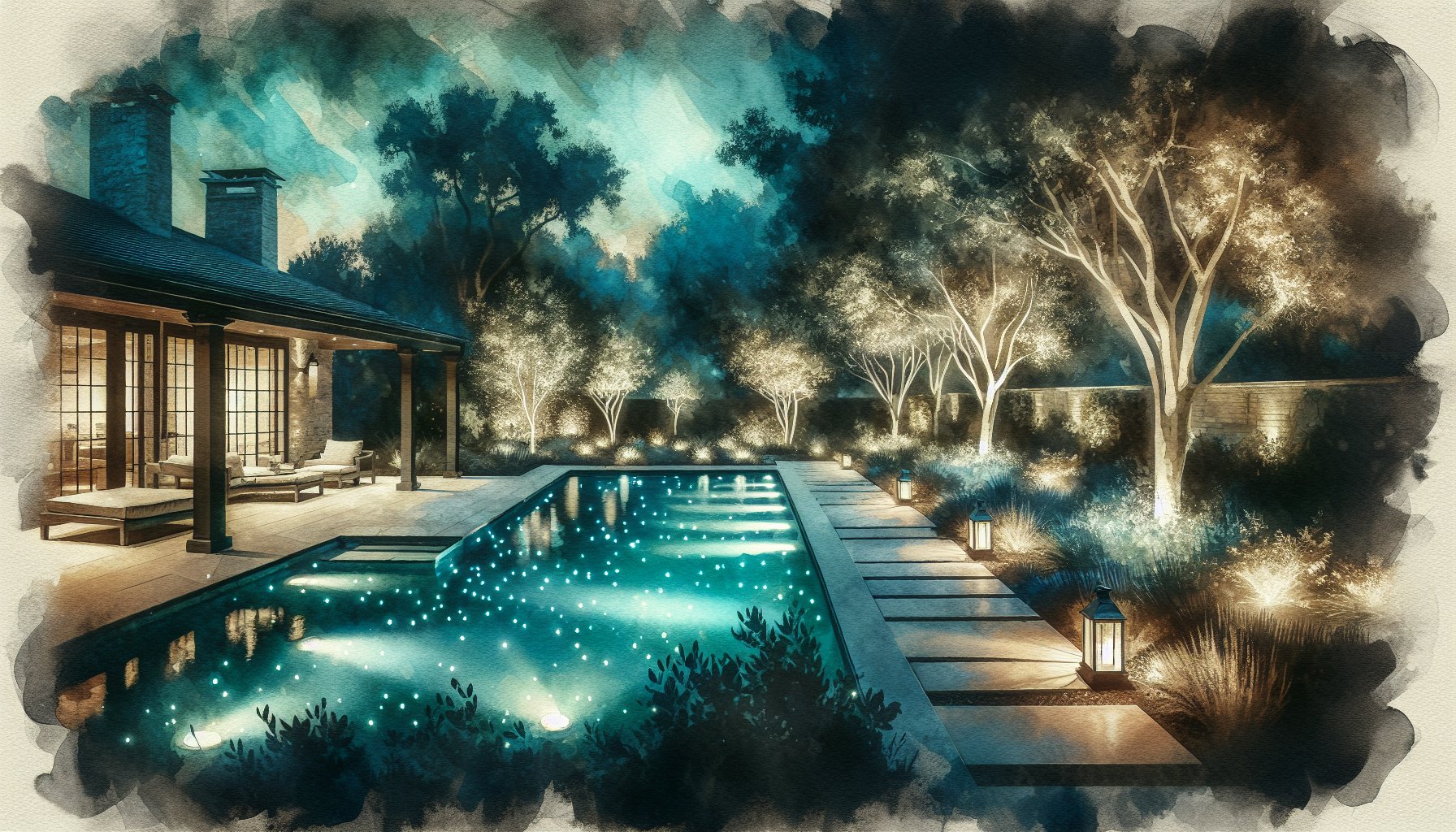 Transform your poolscape with ambient lighting solutions for a stunning backyard oasis.