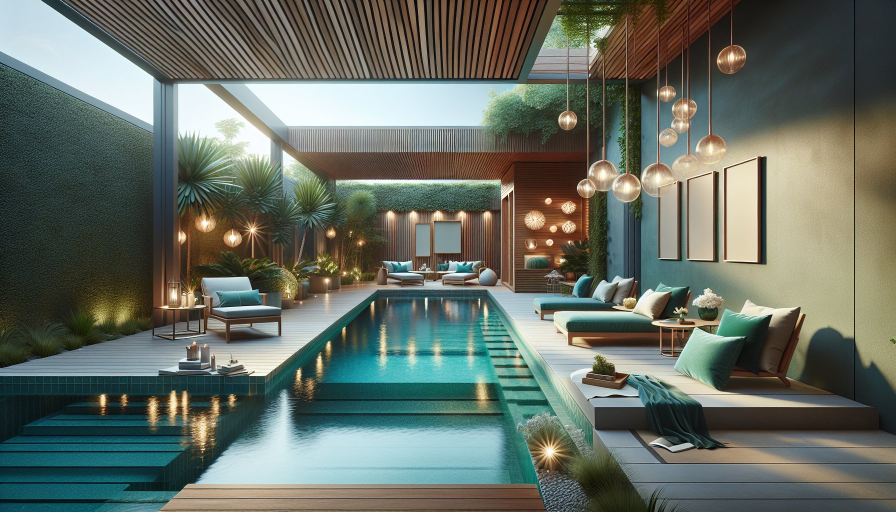 Budget-friendly poolscape design tips featuring DIY decor, affordable landscaping, creative lighting, and thrifting ideas.