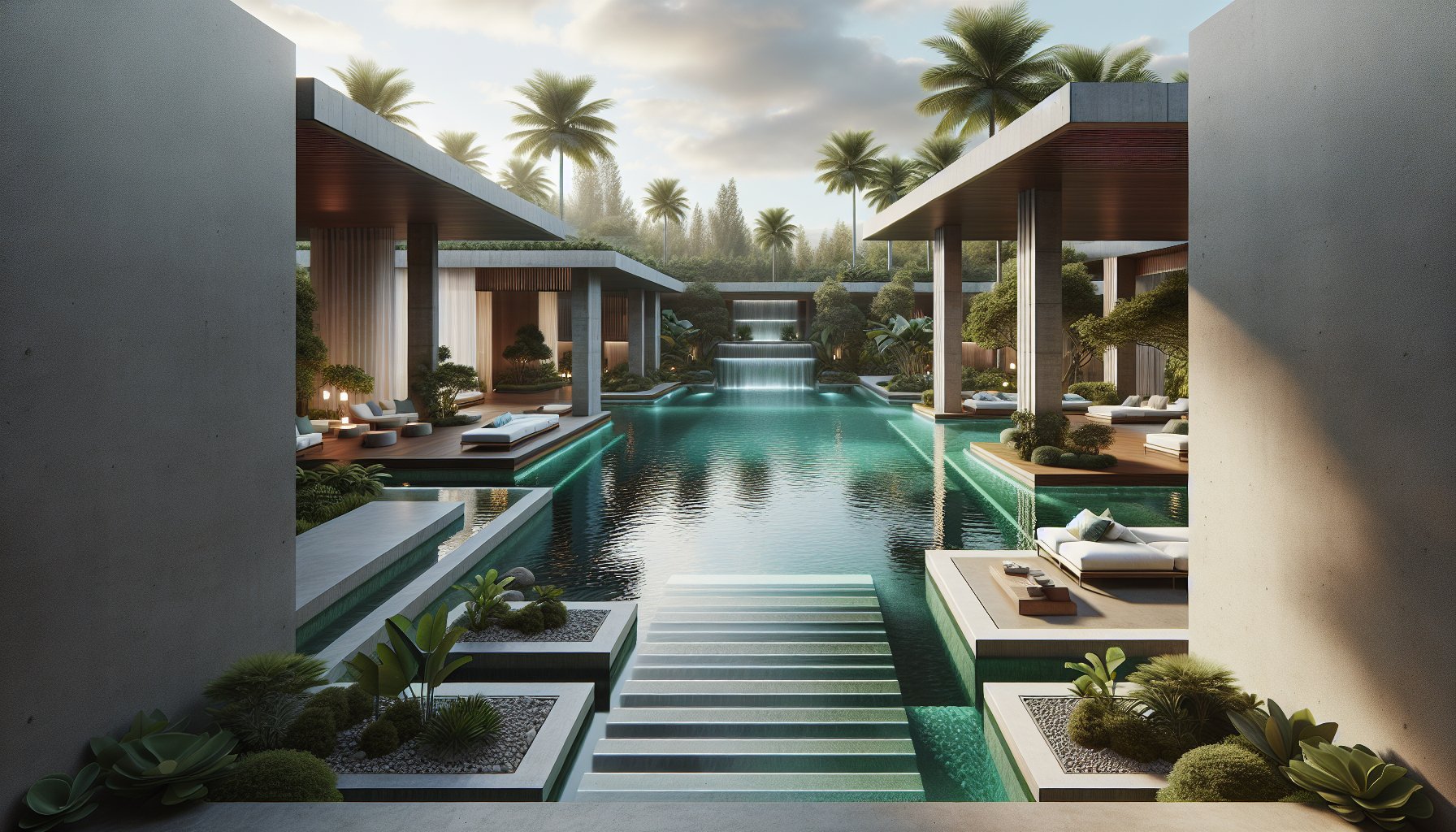 Luxury poolscape design showcasing infinity pools, naturalistic features, and eco-friendly innovations for an elevated outdoor living experience.
