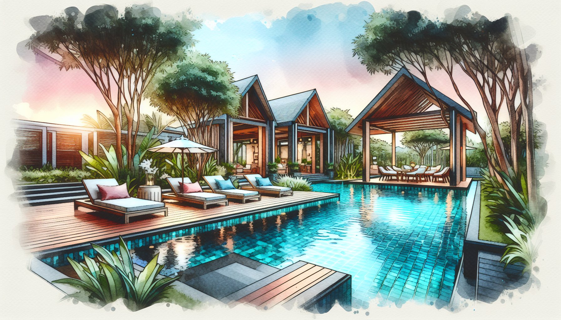 Luxury poolscape design ideas featuring sustainable materials, smart pools, and outdoor living enhancements for 2025.