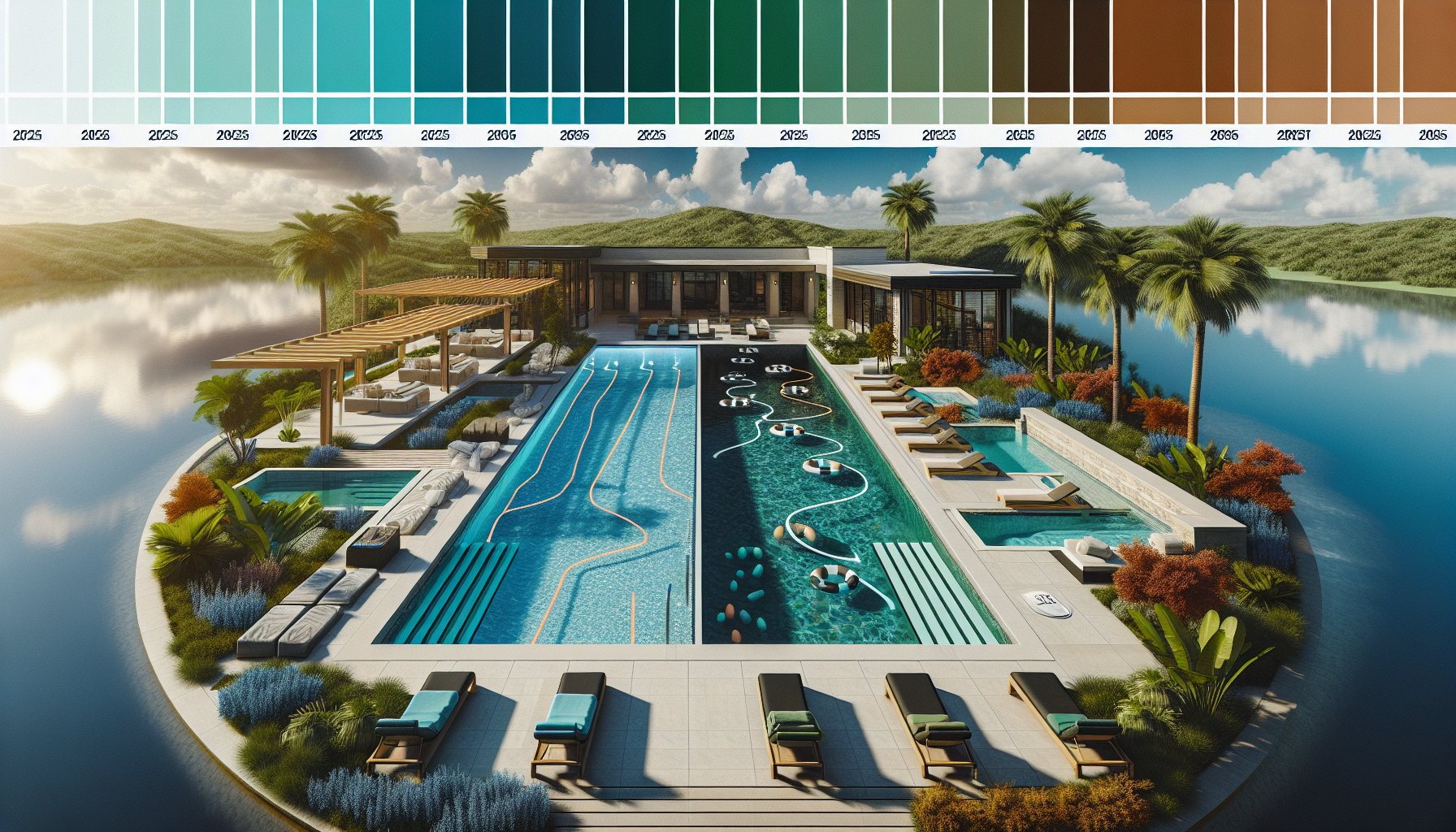 Essential steps for pool construction 2025, featuring design trends, saltwater vs chlorine options, and safety features.
