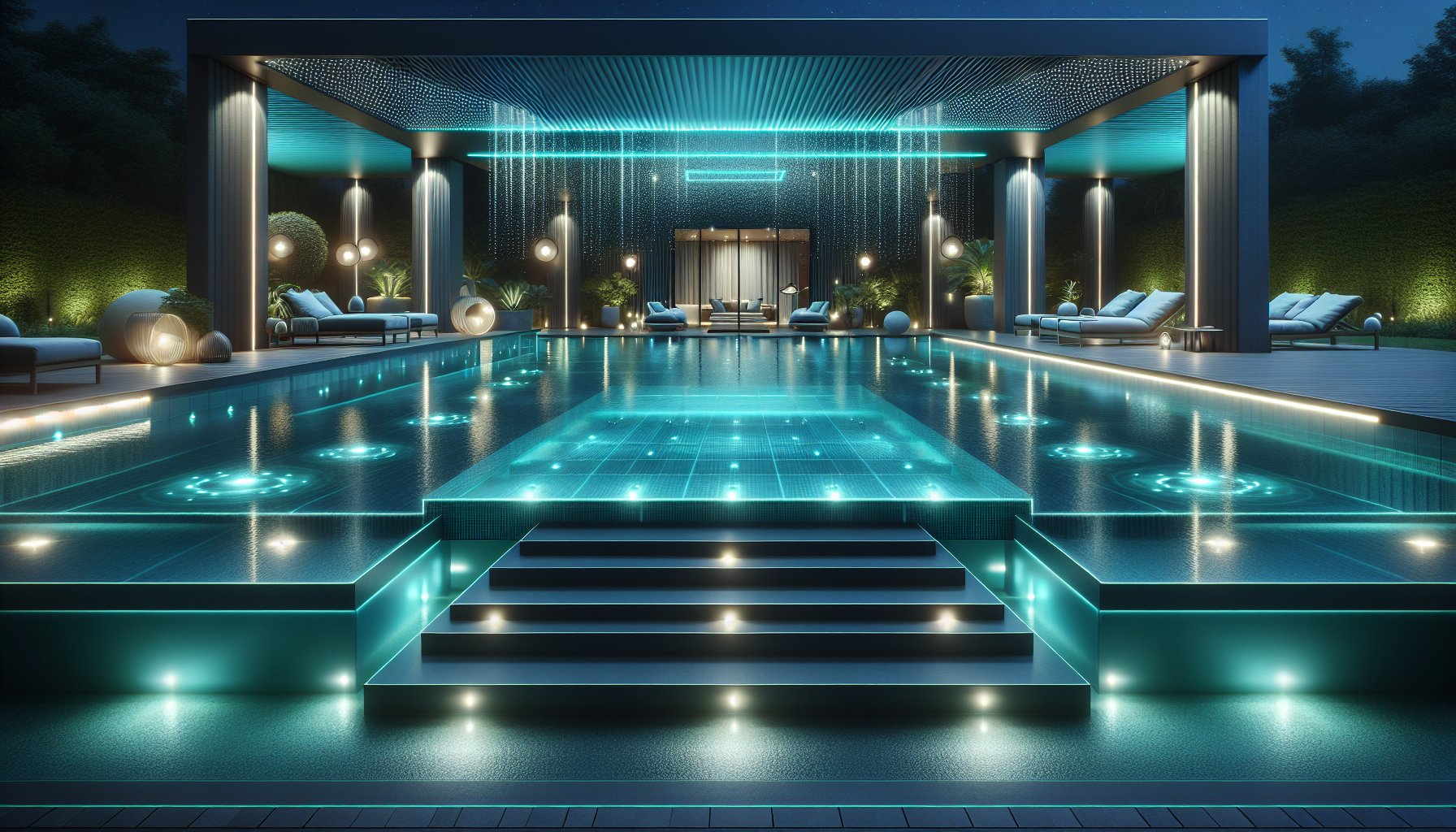 Transform your pool area with energy-efficient LED lighting, featuring ambient designs and stunning underwater effects.