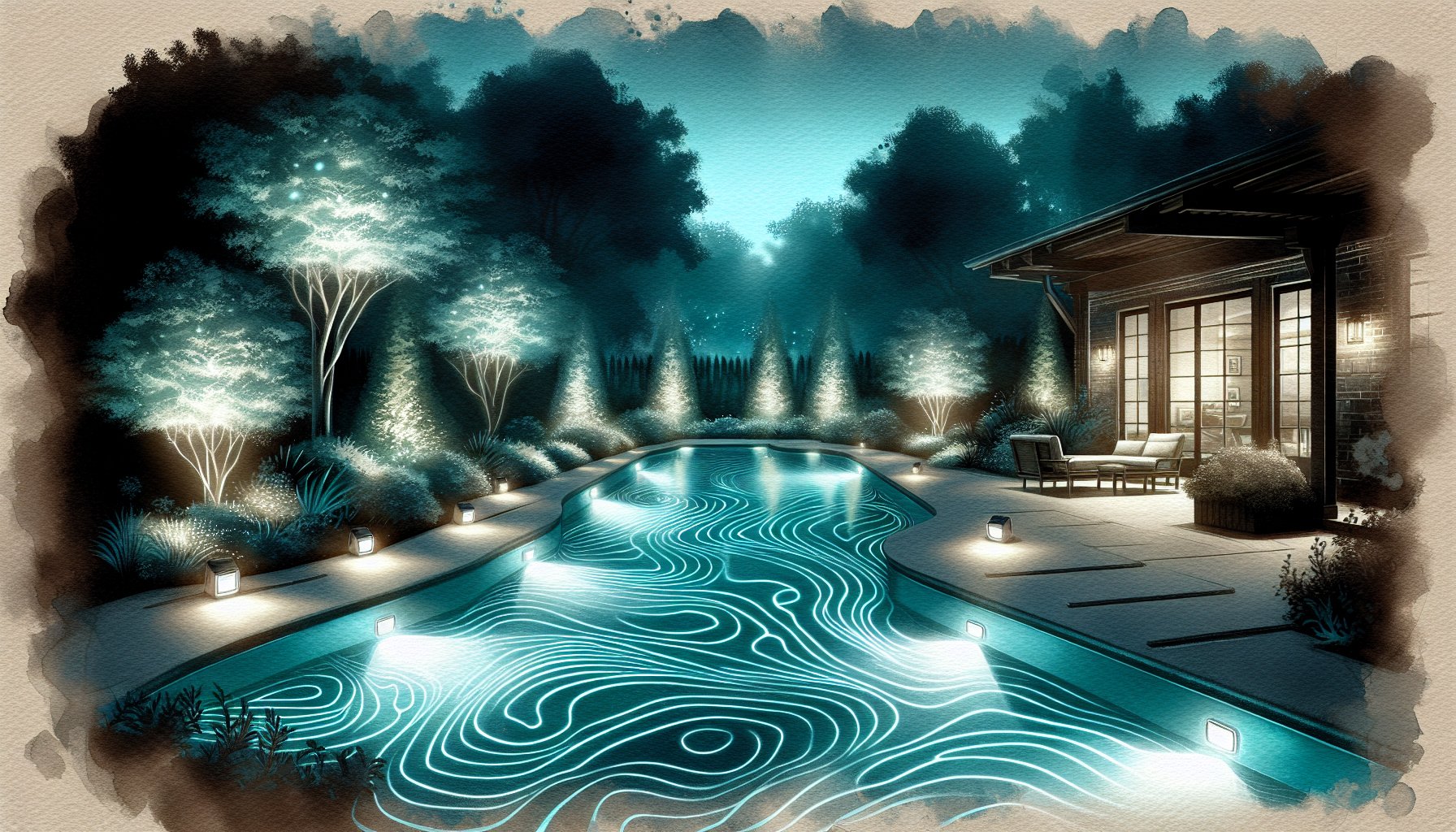 Energy-efficient LED pool lighting for sustainable backyards, maximizing energy savings with smart outdoor lighting solutions.