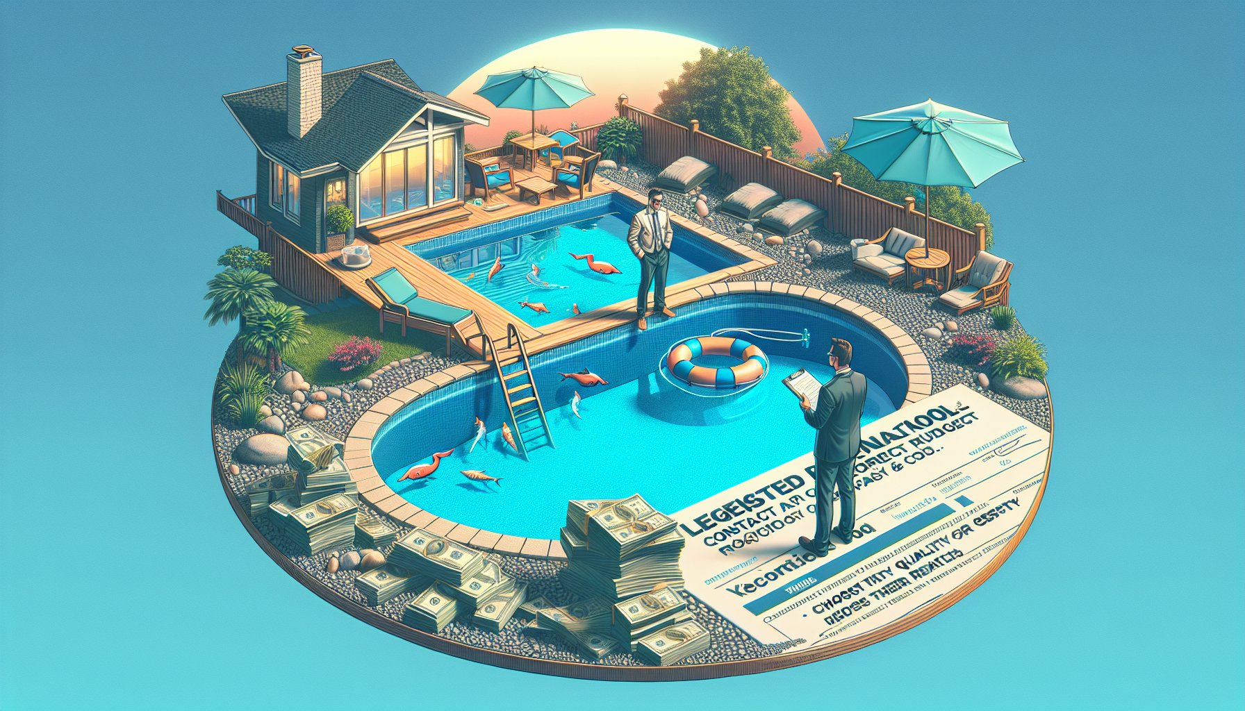 Guide to selecting a licensed contractor for your inground pool project, focusing on budget, referrals, and quality over cost.