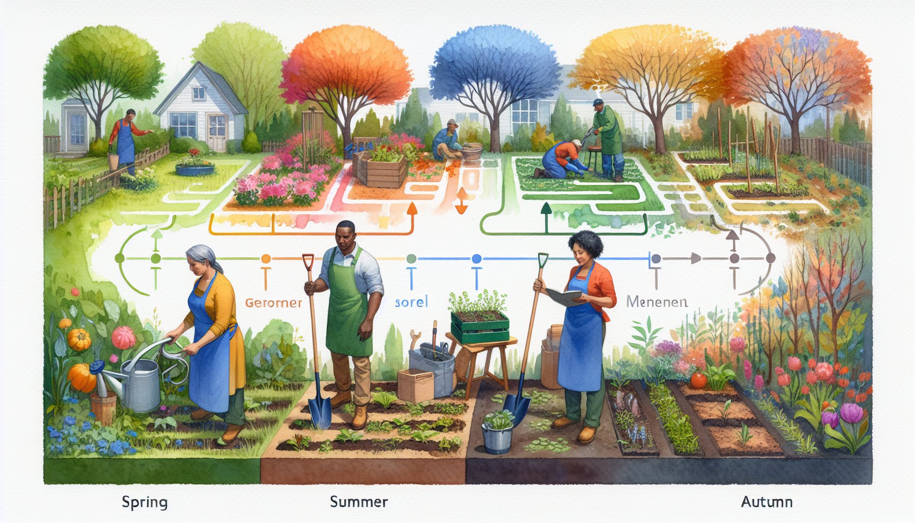 Seasonal gardening tips for lush landscapes: soil enrichment, pest management, and essential gardening tools.