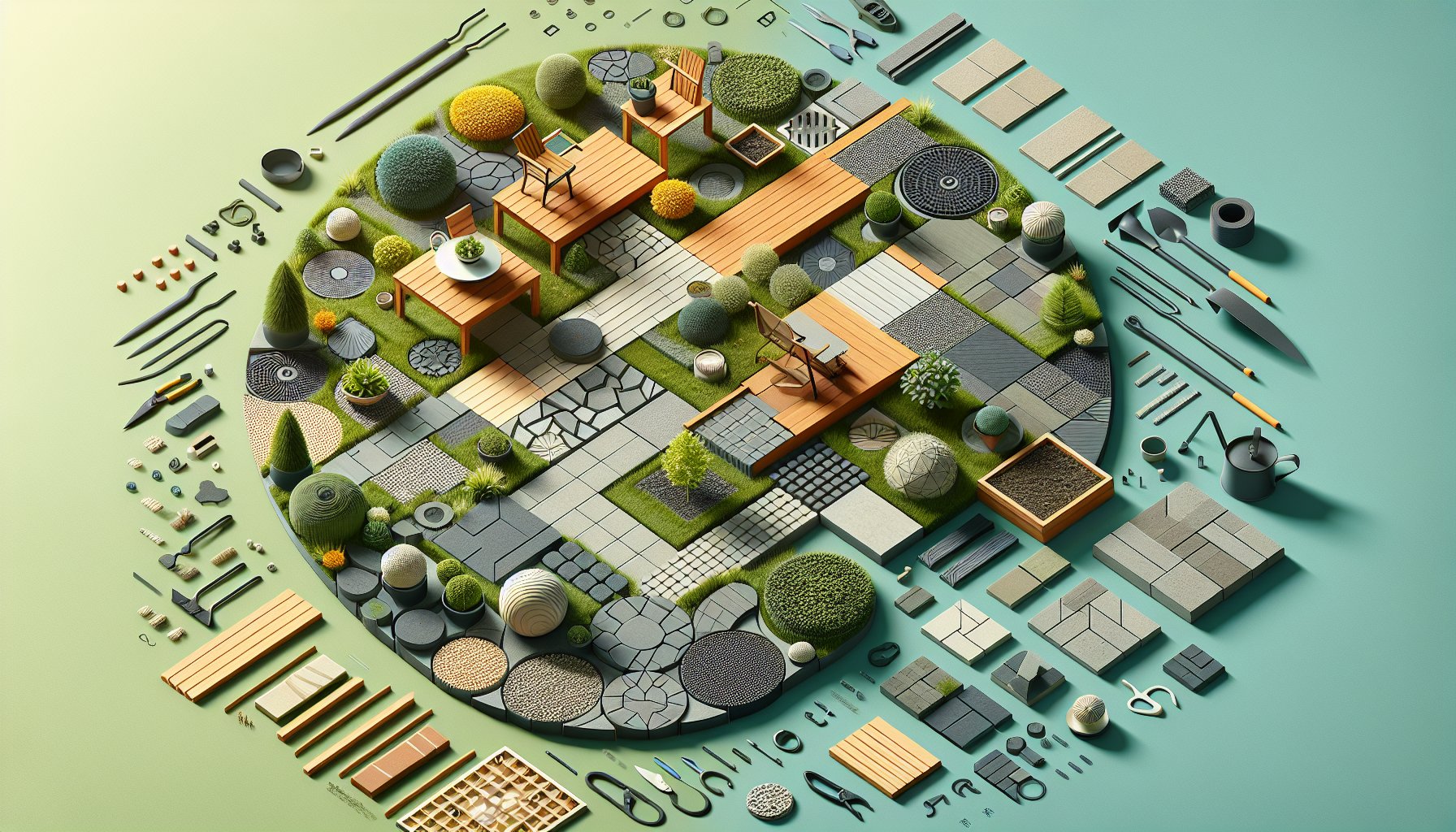 Comprehensive guide on hardscaping, featuring sustainable designs, paving materials, and DIY vs. professional tips for 2025.