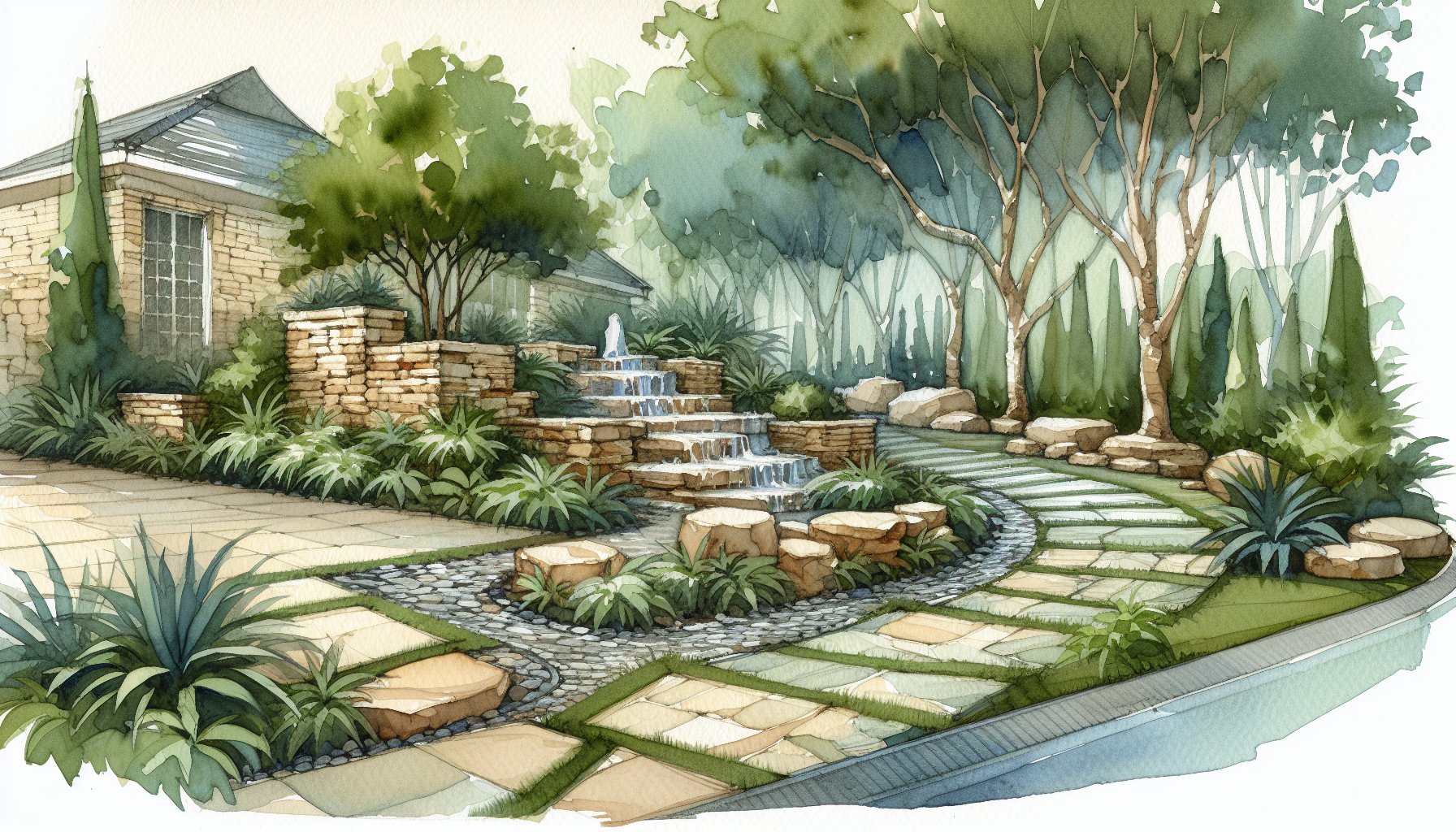 Eco-friendly pavers made from recycled materials for sustainable landscape design, featuring permeable and natural stone options.