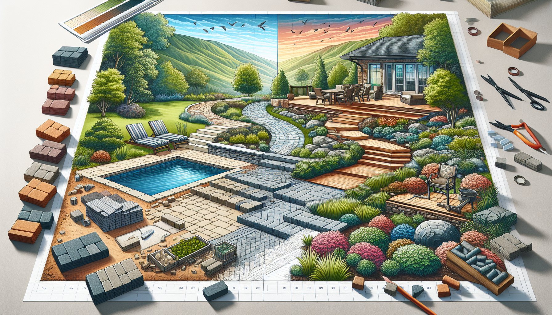 Guide for transforming landscapes with paver installation, outdoor living design, and materials for effective landscape maintenance.