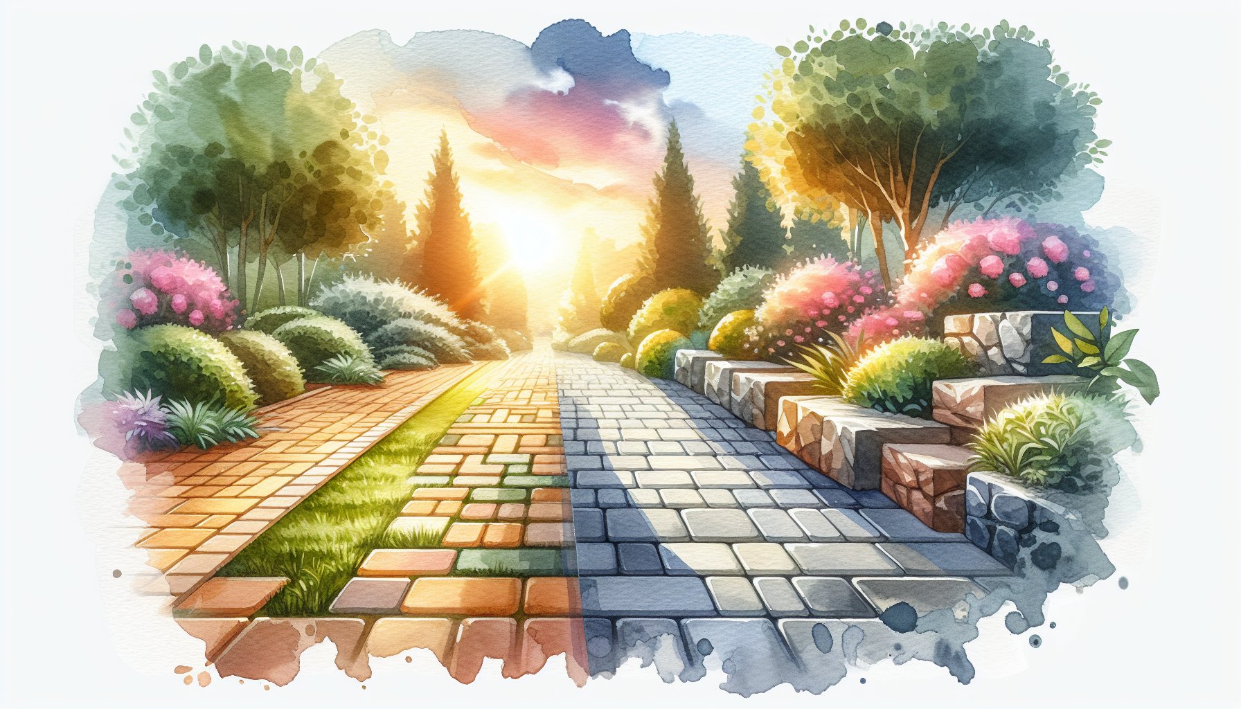 Comparison of pavers vs concrete in outdoor landscaping, highlighting durability, maintenance, aesthetic appeal, and eco-friendly options.