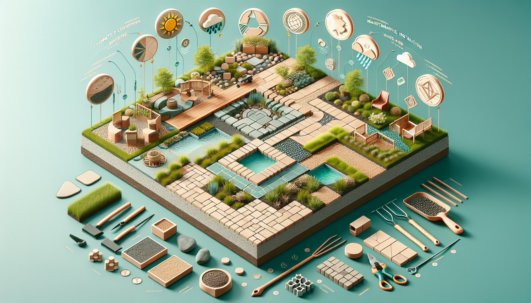 Comparison of pavers vs concrete for outdoor hardscaping, highlighting climate considerations, maintenance, and sustainability.