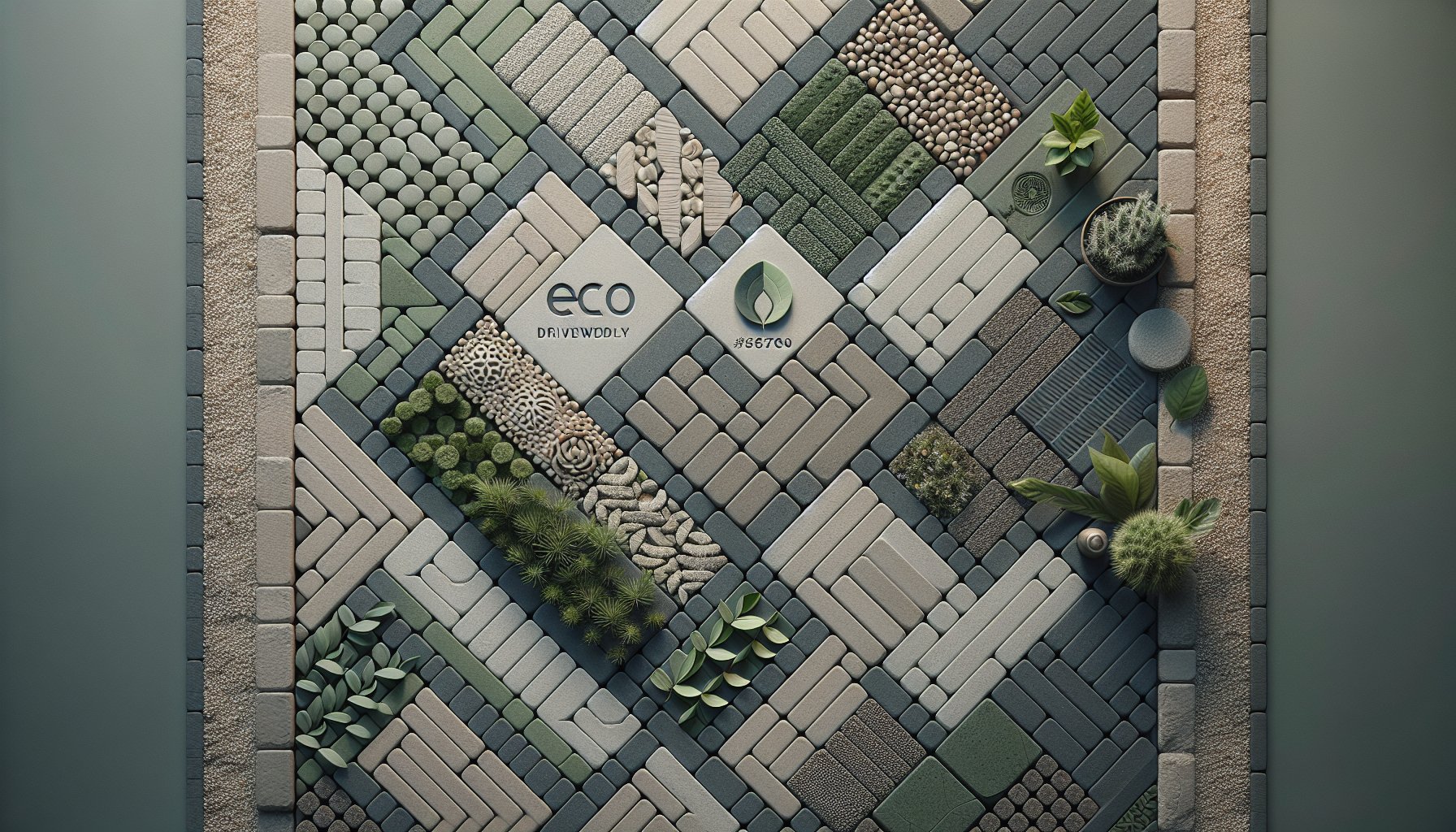 Trendy eco-friendly paver patterns, including herringbone design, for sustainable driveway design in 2025.