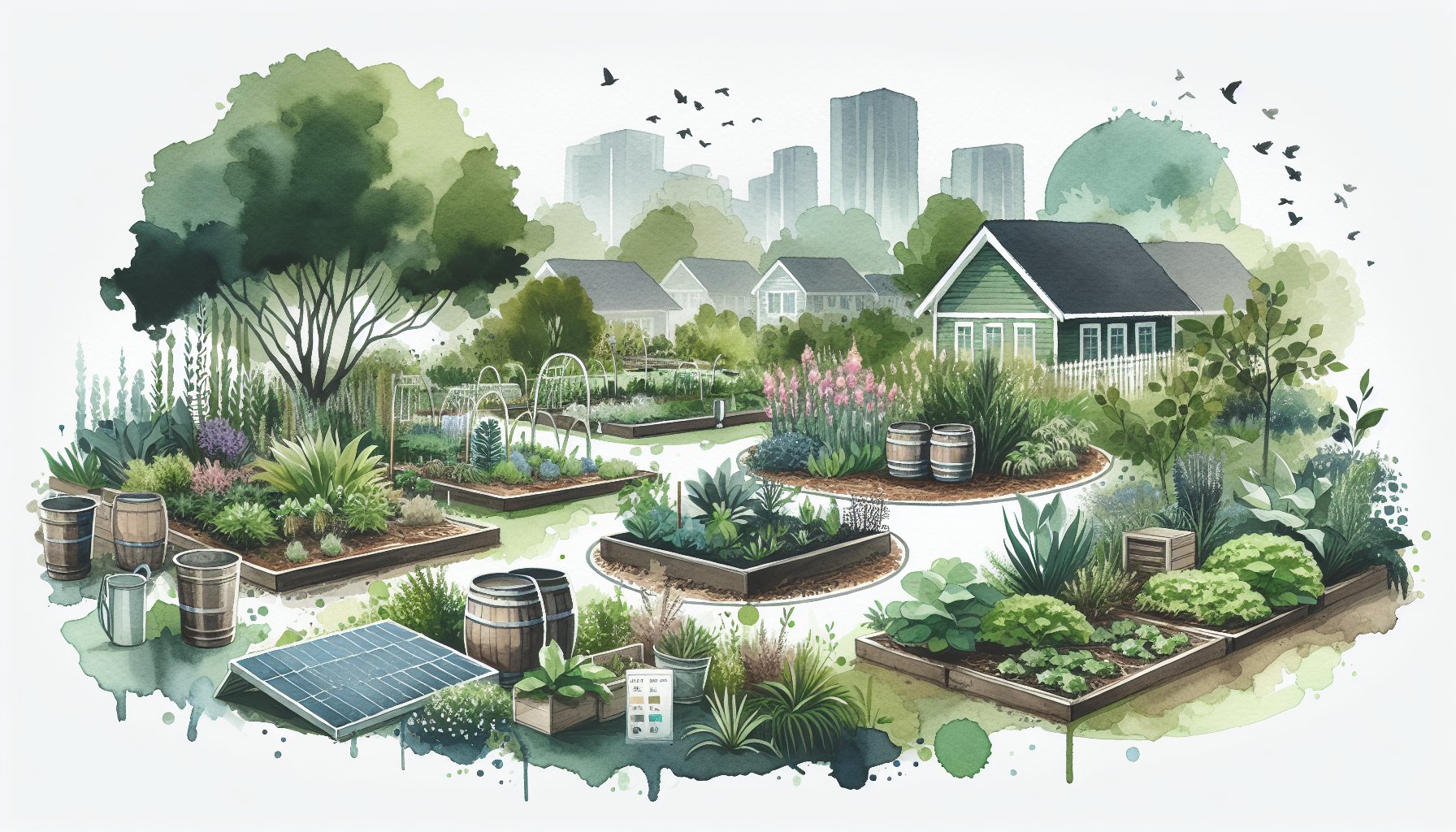 Guide to sustainable landscape products for eco-friendly gardens, featuring native plants, water conservation, and community gardening tips.