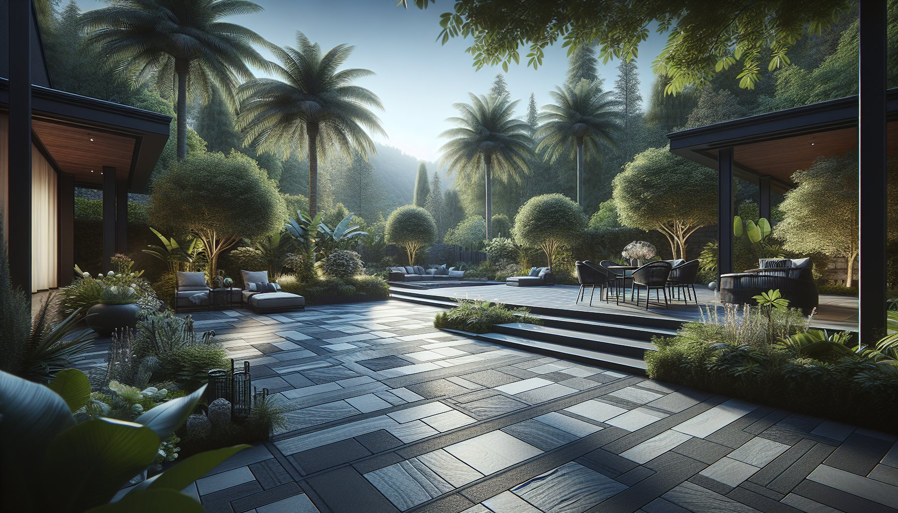 Comparison of patio materials: concrete, natural stone, and porcelain pavers for enhancing outdoor living spaces.