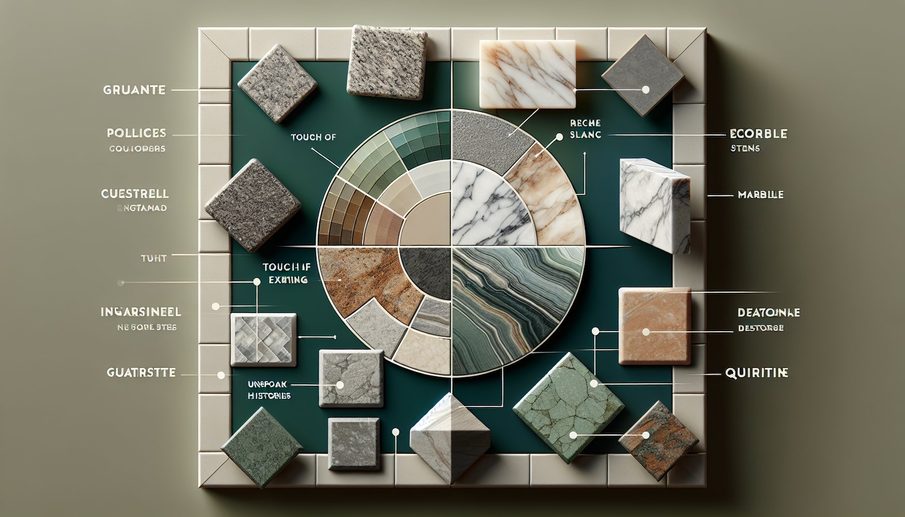 Natural stone types: granite countertops, marble elegance, quartzite durability, and limestone history for various uses.