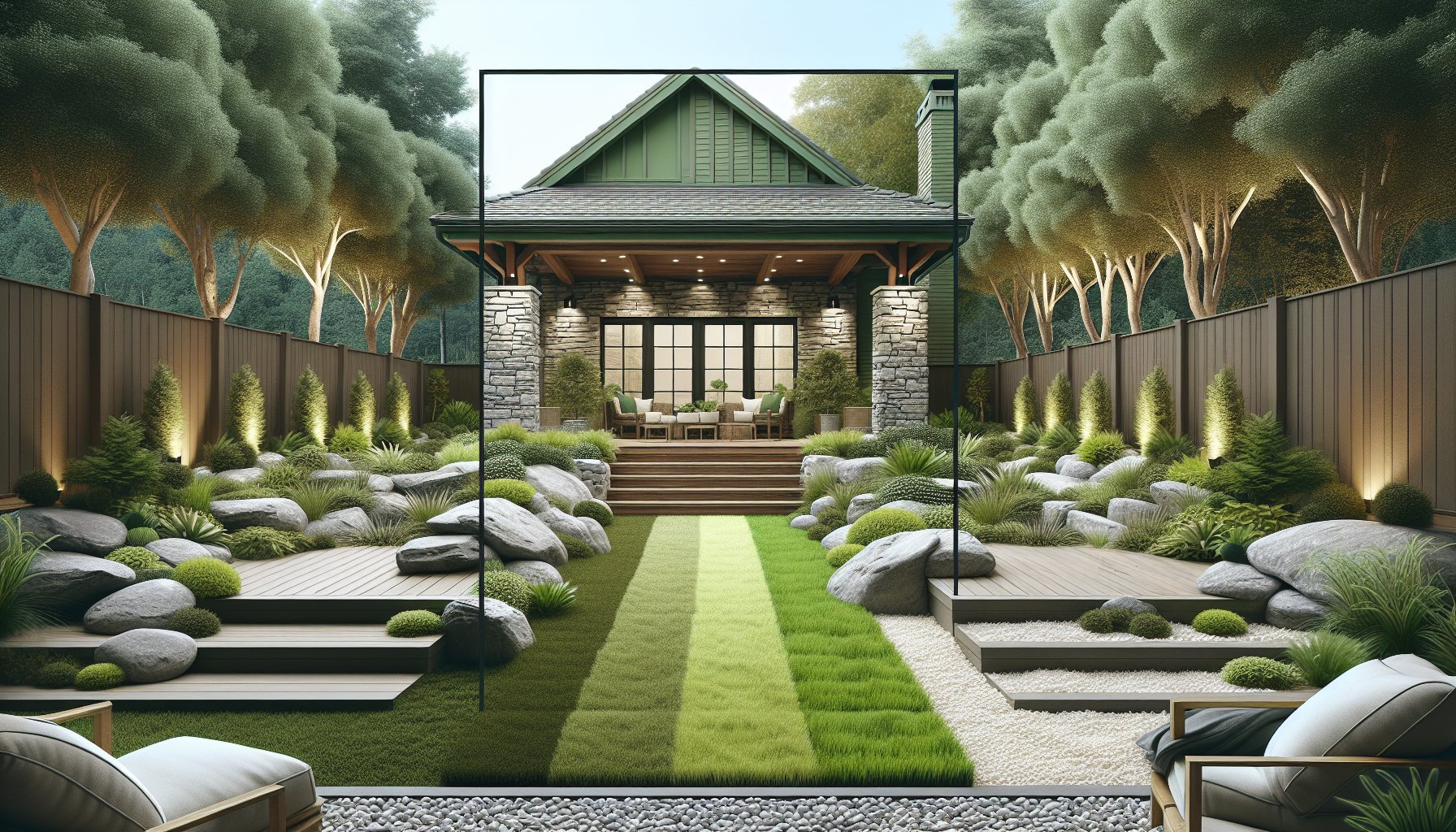Transform your outdoor space with natural stone and sod for eco-friendly, sustainable landscaping ideas and inspiration.