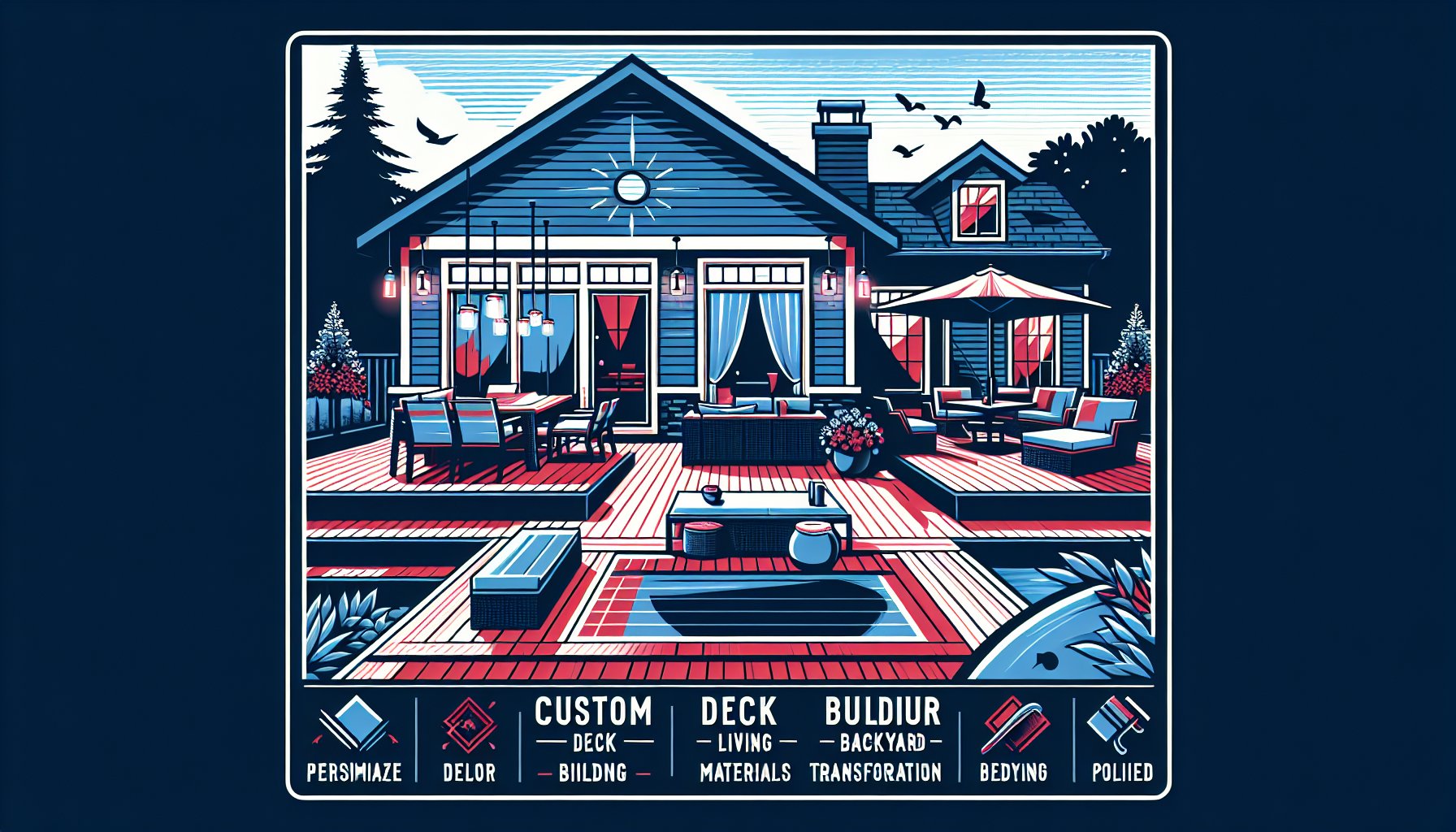 Custom deck building services showcasing premium materials and personalized design for a backyard transformation and outdoor living space.