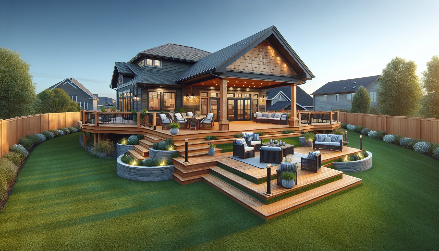 Custom decks by Central Iowa contractors enhance outdoor living spaces for a stunning backyard transformation.