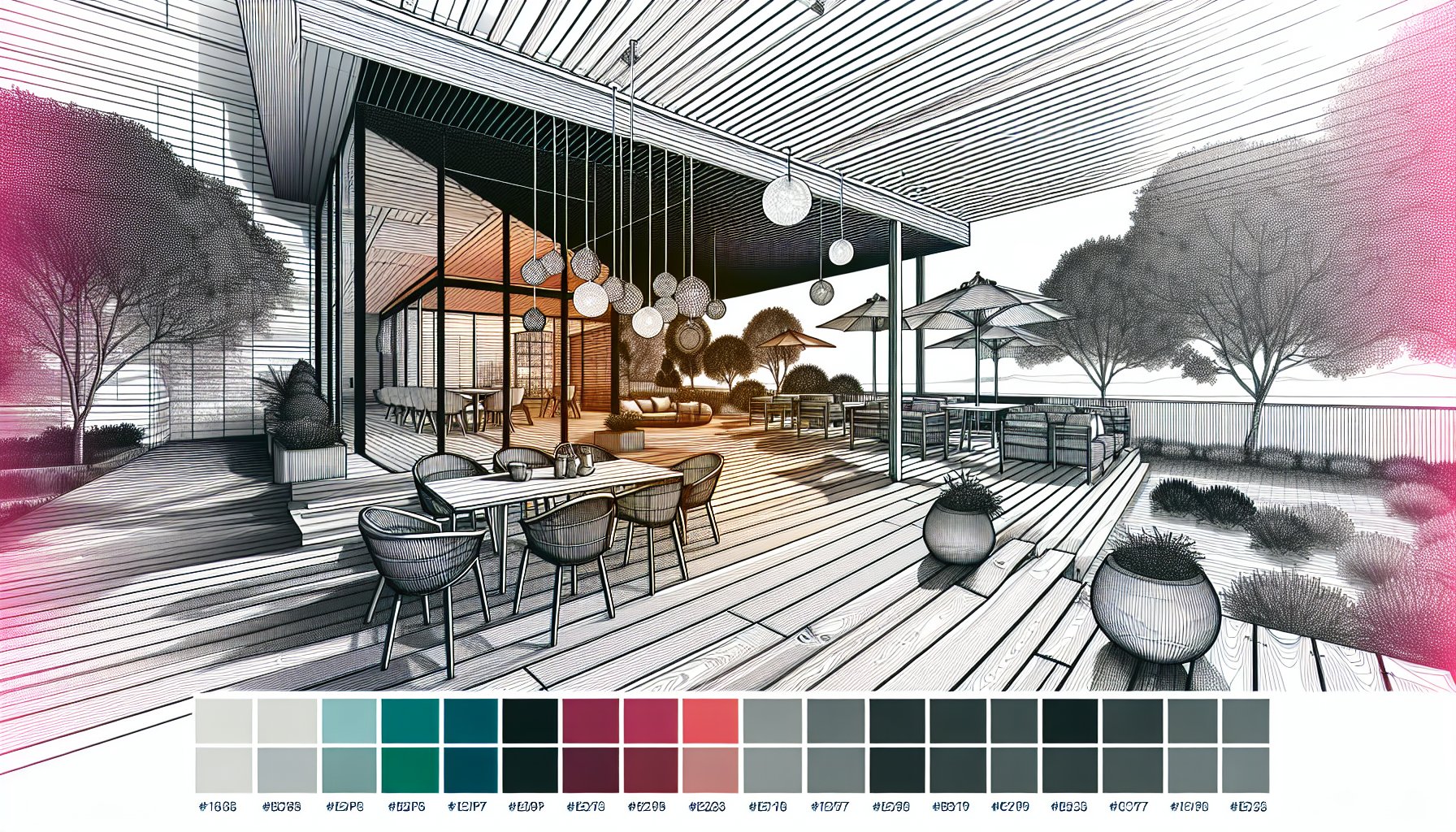 Top 5 deck trends for 2025: sustainable materials, composite decking, outdoor living spaces, and innovative lighting solutions.
