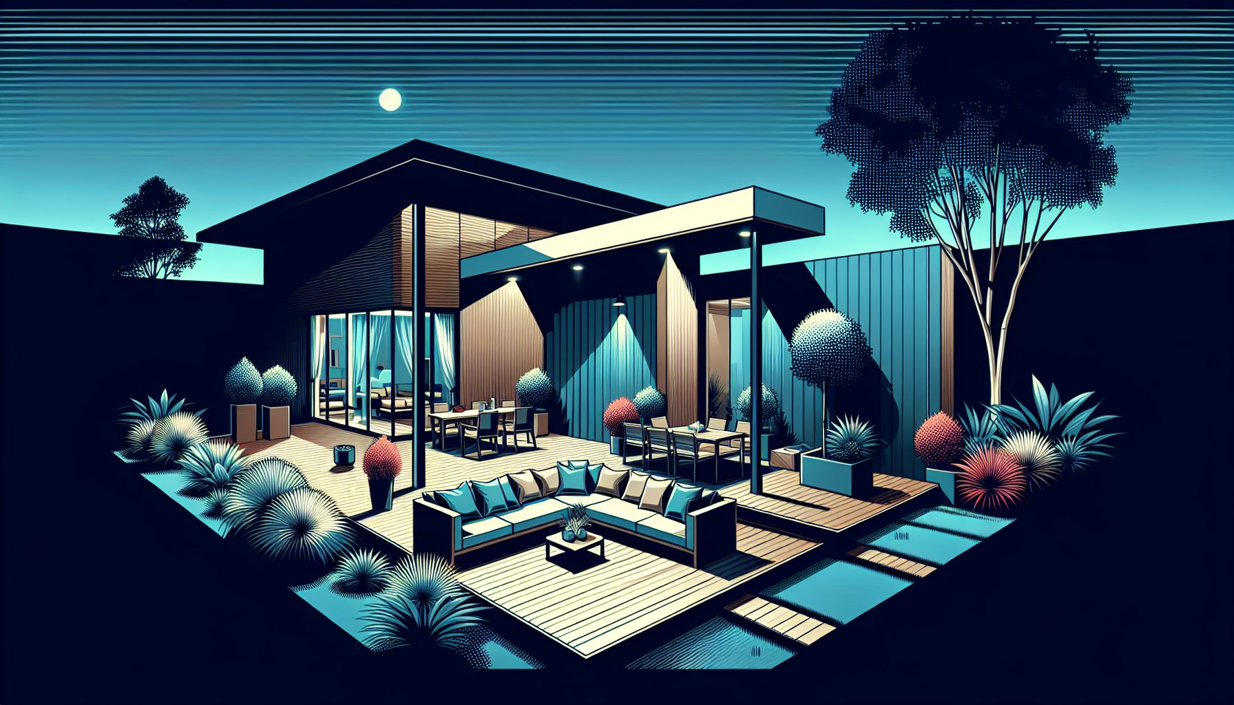 Custom deck design in 2025 featuring sustainable materials, smart technology, and innovative lighting for outdoor living spaces.