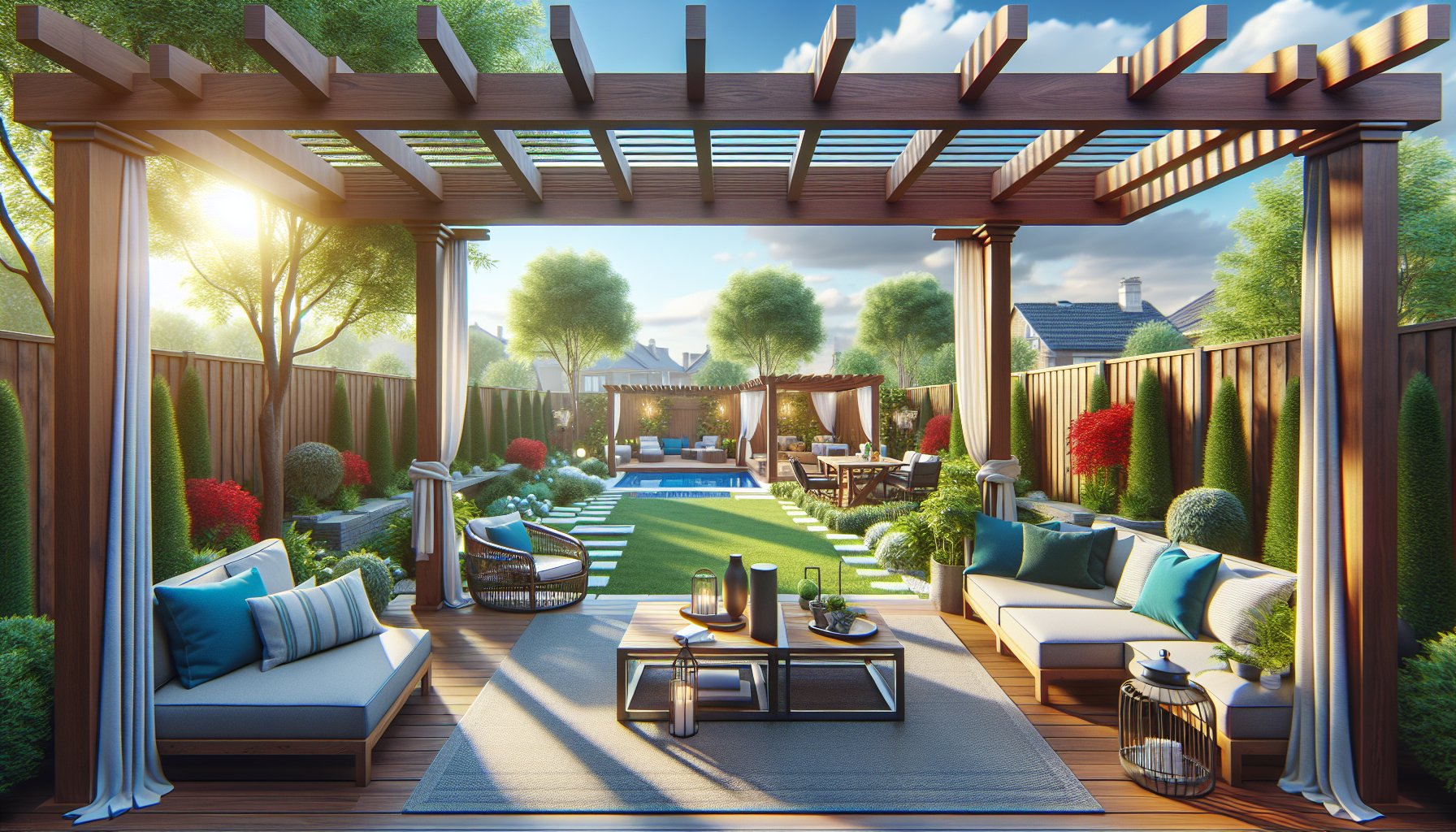 DIY pergola projects for custom outdoor structures, enhancing backyard living spaces and property value through creative design.