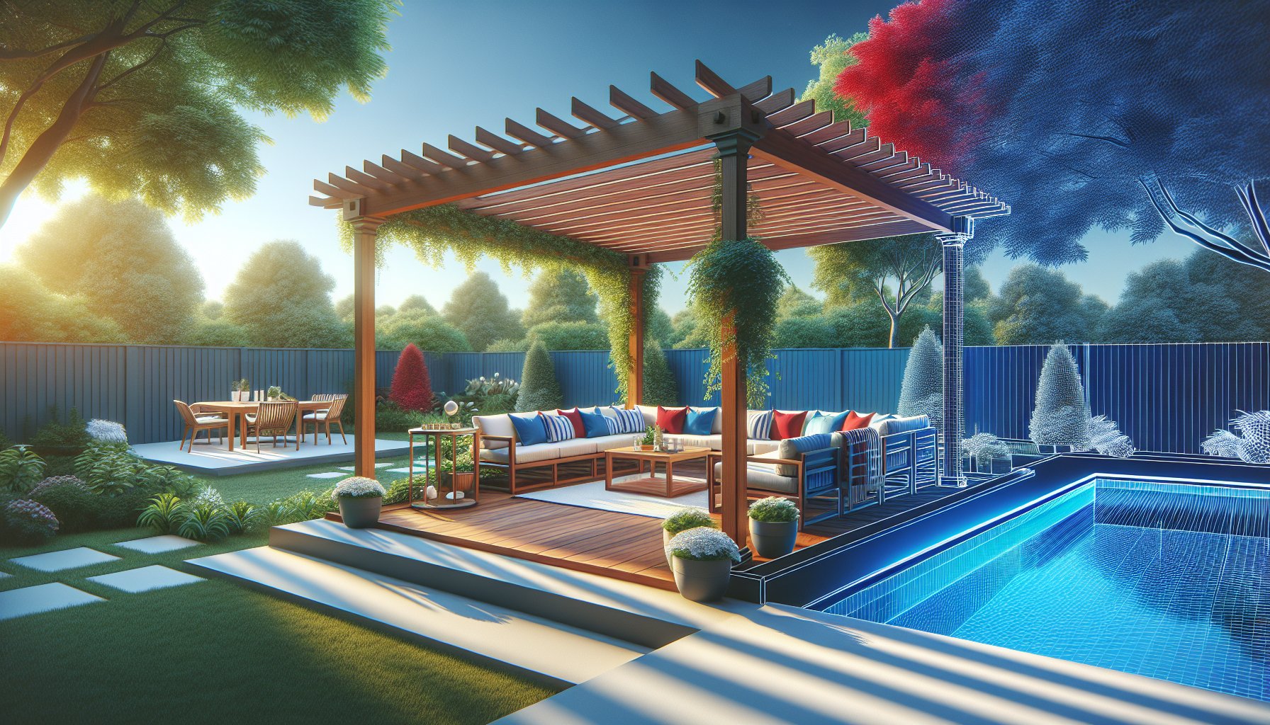 Custom pergola design enhances curb appeal and transforms your backyard into a stylish outdoor living space in 2025.
