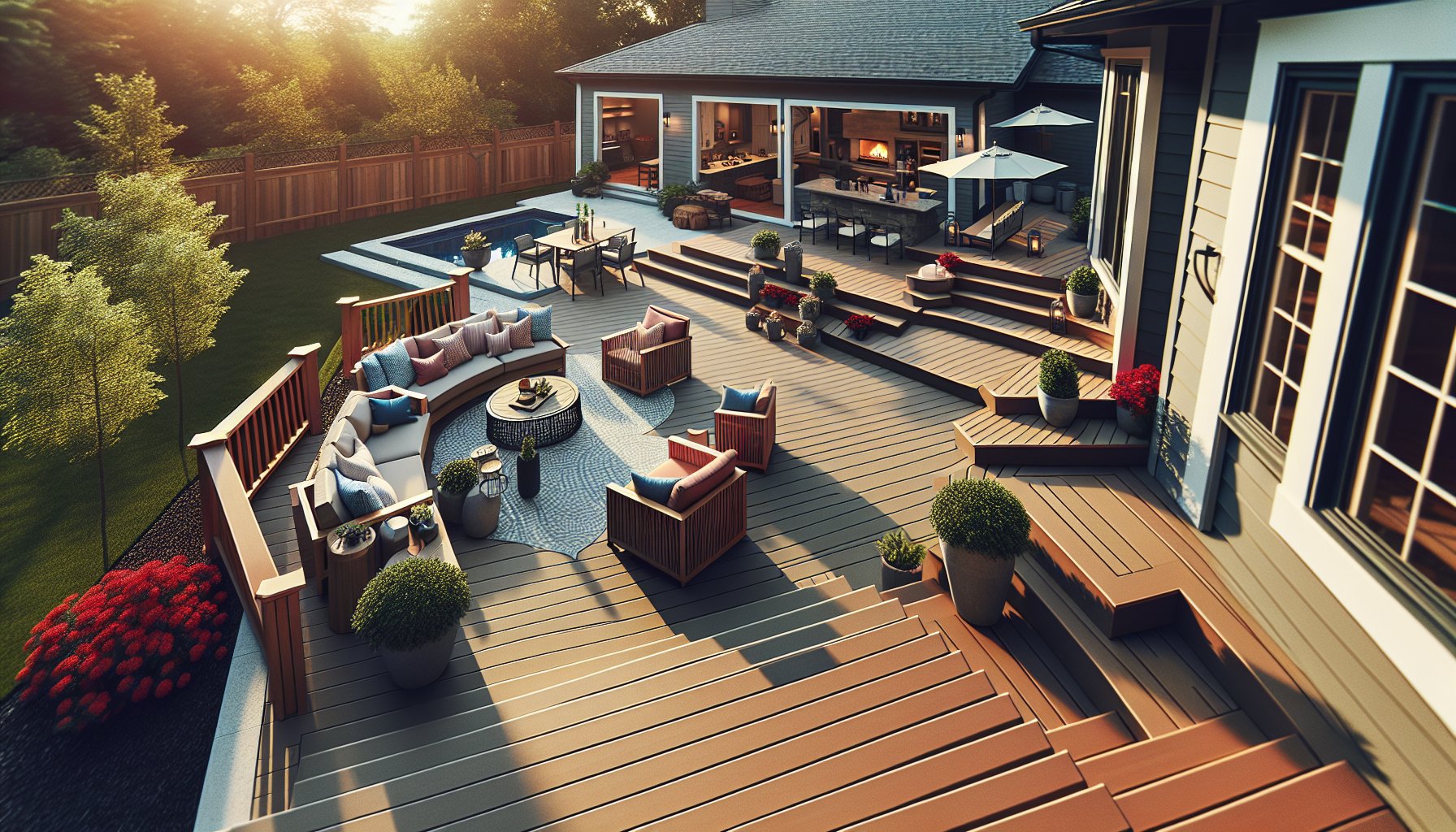Luxury deck design tips from Custom Decks LLC featuring TimberTech composite decking for Central Iowa outdoor living spaces.