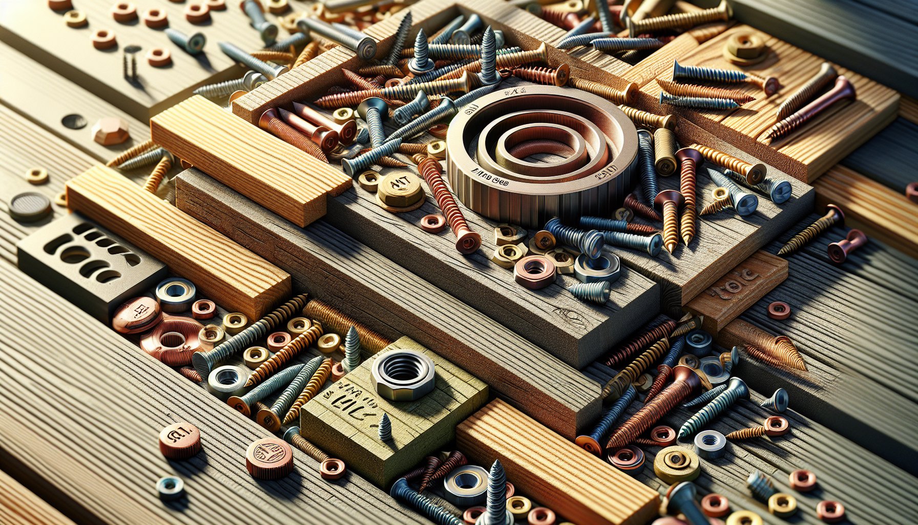 Guide to choosing rust-resistant fasteners for wood decking, featuring CAMO systems for durability and hidden aesthetics.