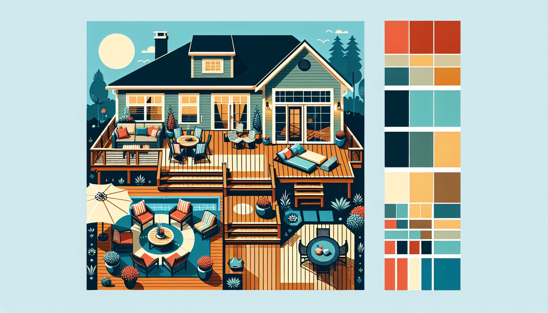 Before-and-after showcase of custom decks transforming outdoor living spaces with inclusive designs and sustainable materials.