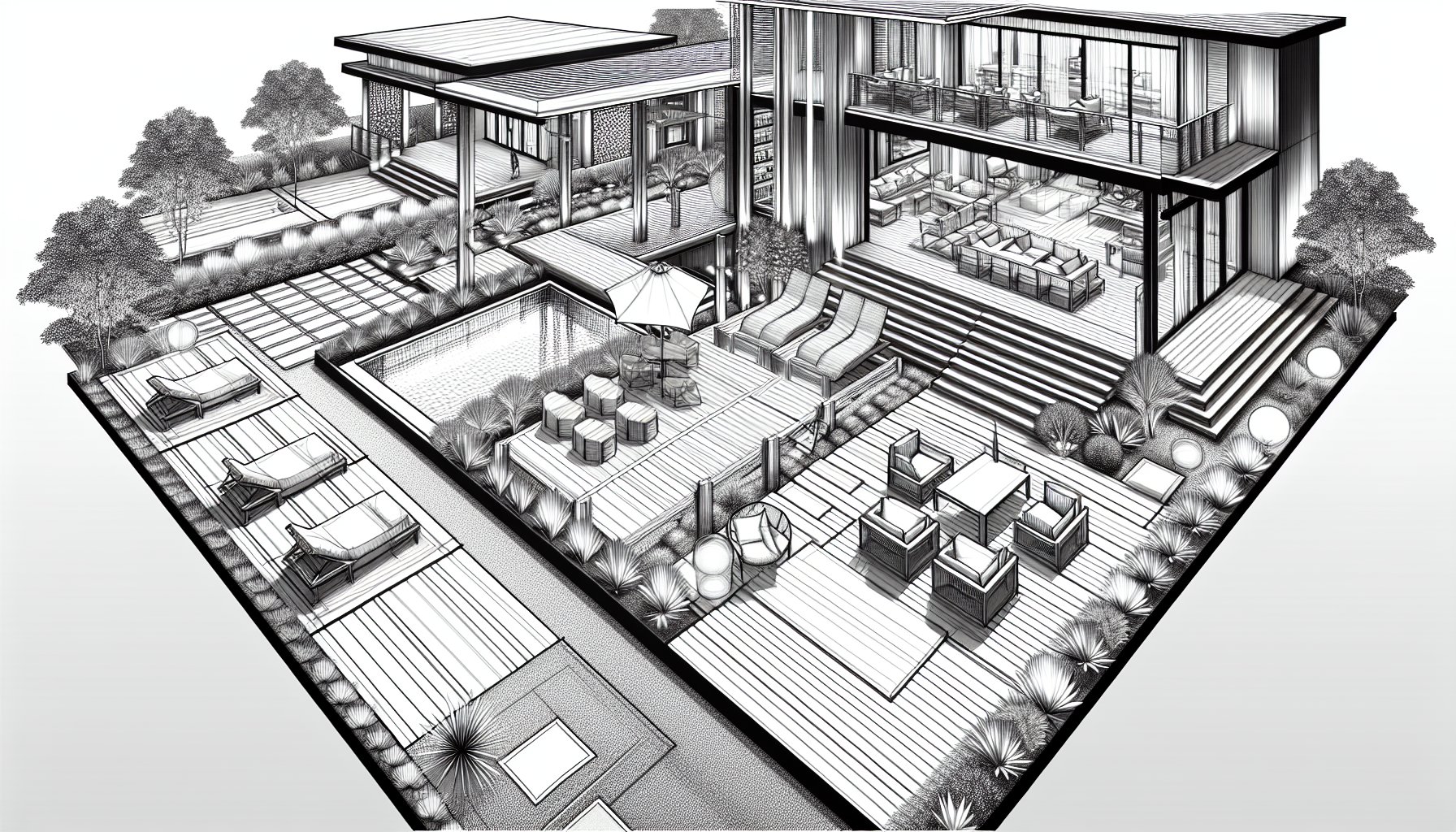 Custom decks showcasing outdoor living trends, luxury materials, multifunctional spaces, and smart technology for 2025.