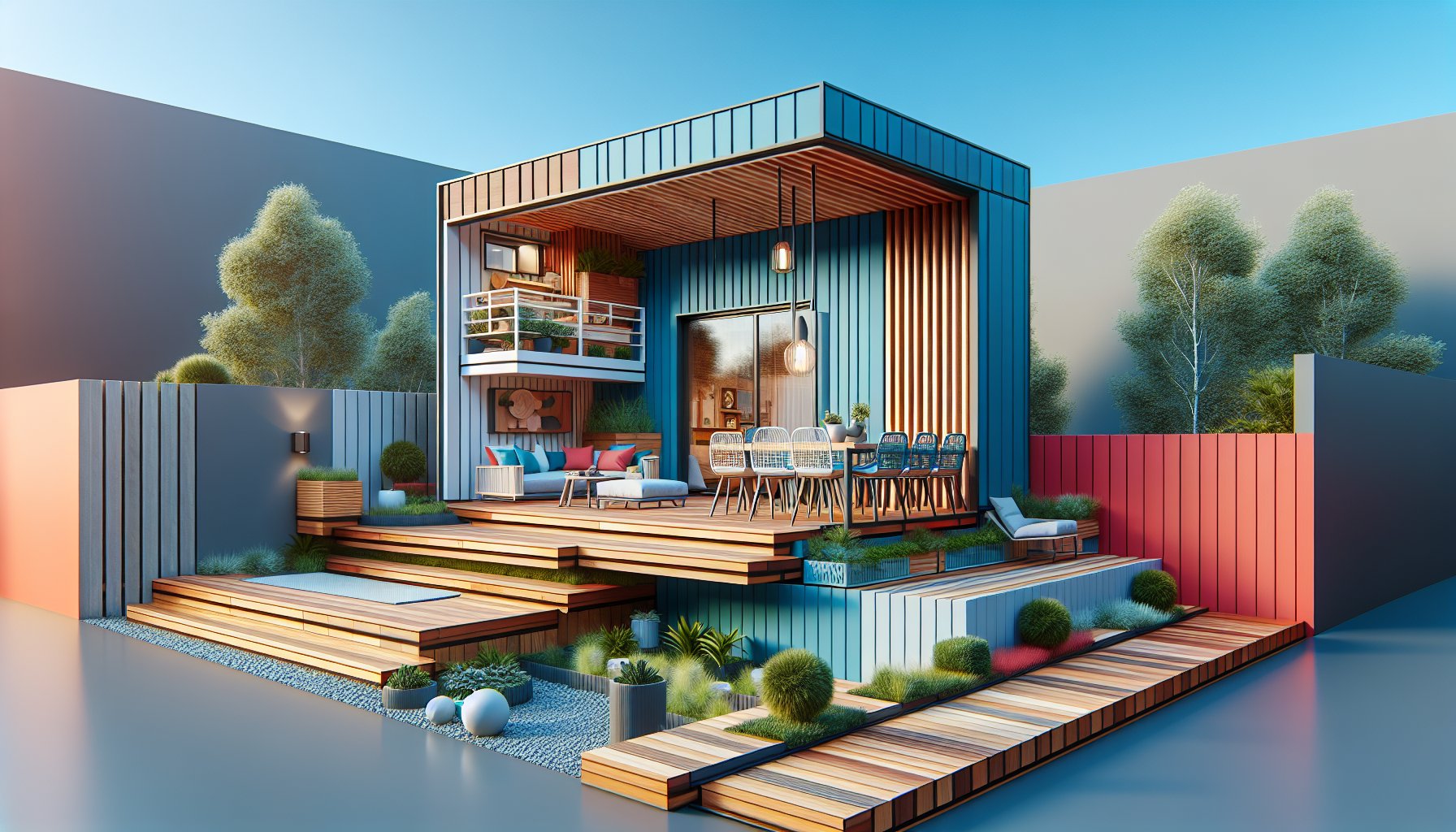 Custom deck design for small outdoor spaces, showcasing multifunctional features and creative outdoor living solutions.