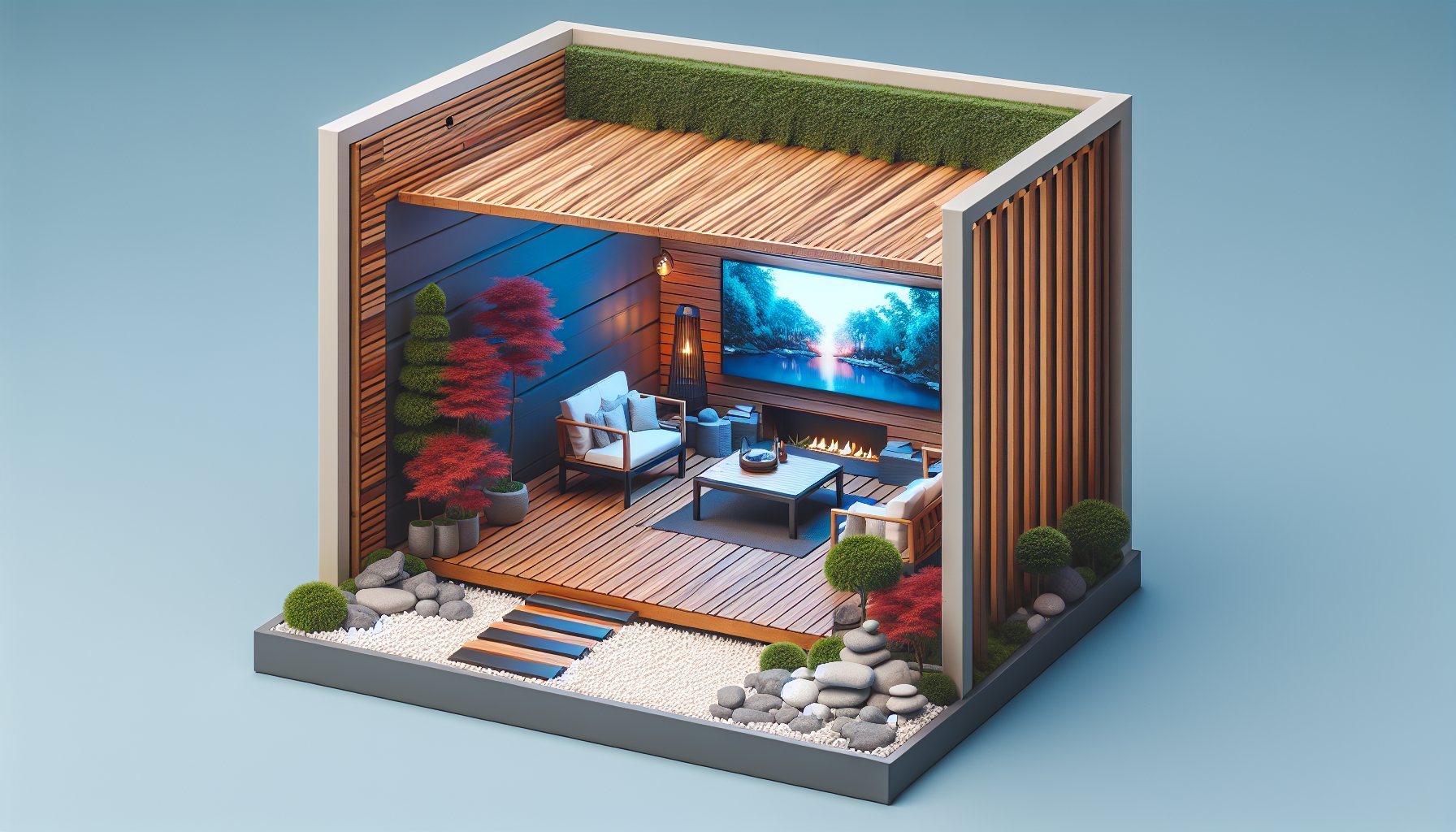 Custom deck installation in small outdoor spaces using TruNorth composite decking for an inviting outdoor living sanctuary.