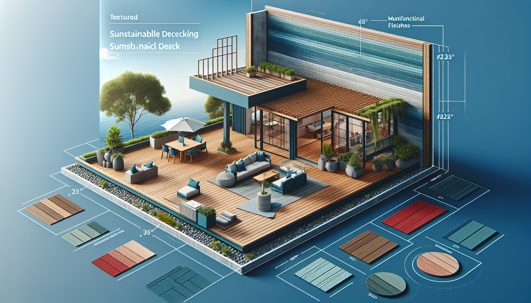 Six innovative composite decking trends for 2025: textured finishes, sustainable solutions, multifunctional spaces, and smart technology.